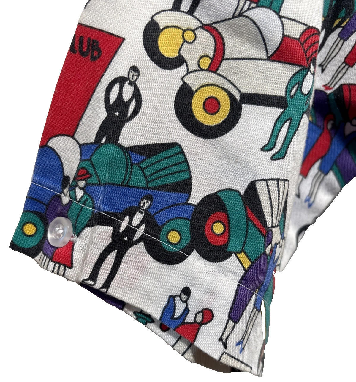 Vintage Cheryl Tiegs Sears Button Up Shirt Women 8 Stylized Print 1/2 Sleeve