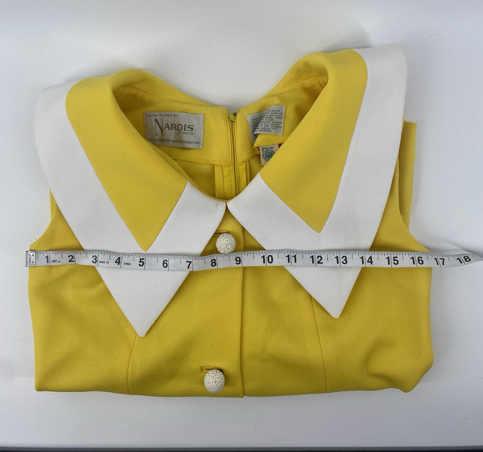 Vintage 60’s Nardis Of Dallas Yellow 2 Piece Skirt And Top Set Size Extra Small