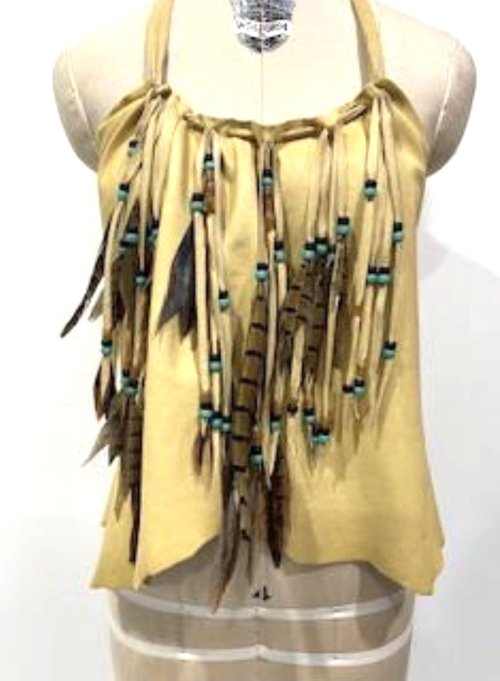Artisan Handmade Leather Halter Feather Fringe Biker Hippie Motorcycle RocknRoll