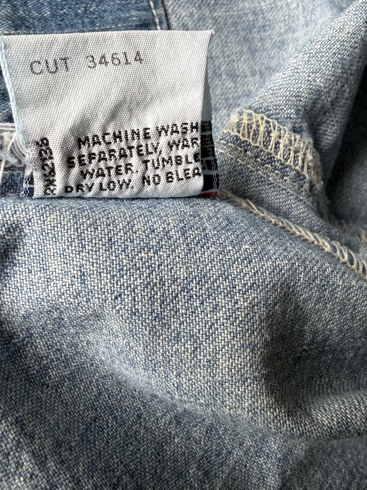 VTG 90’s Guess Jeans Denim Blue SLS Collar BF CTN Blouse SZ Med.