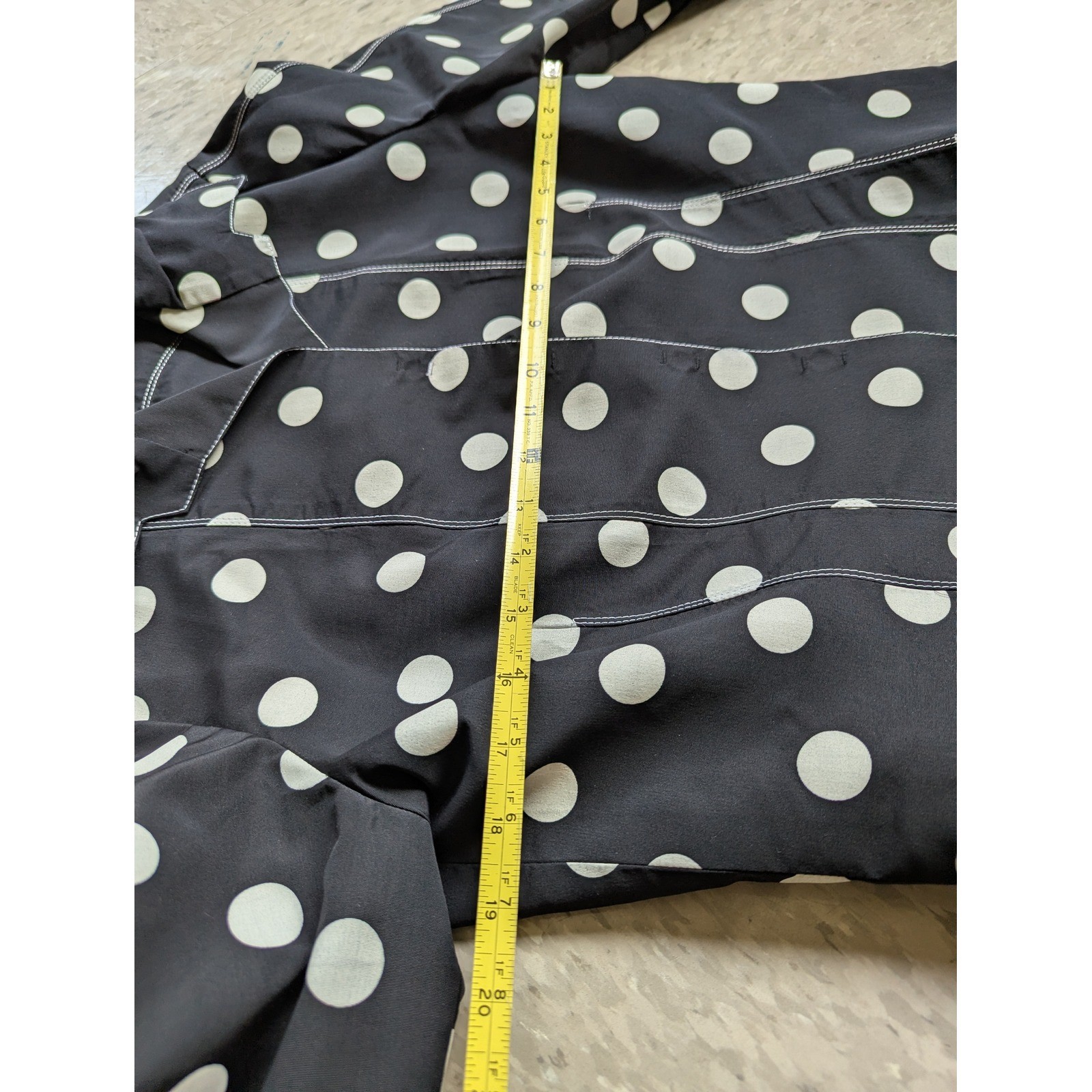 Vintage 90s Carlisle 100% Silk Polka Dot Jacket Black White Ruffle Collar