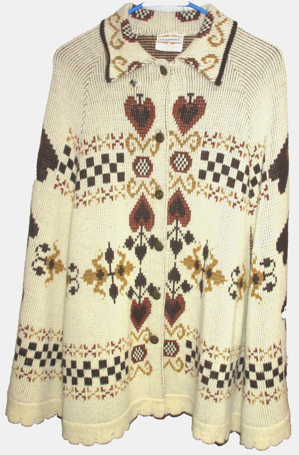 Sturbridge Vintage 1970s Knit Poncho Cape Scandenavian Hippie Western One Size!