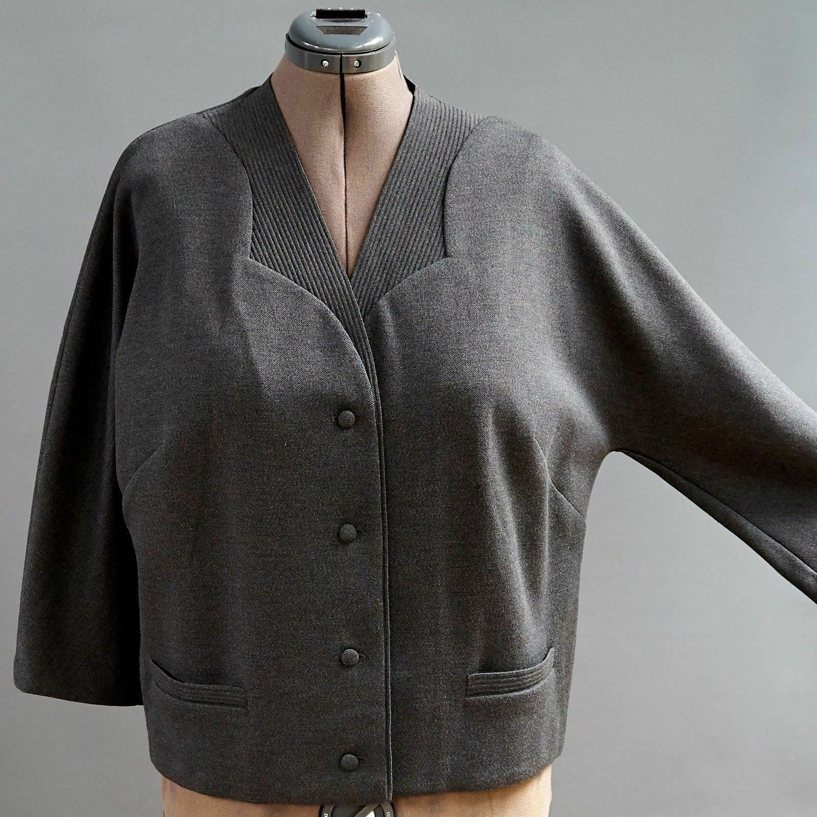 VTG 60s Secretary Alpinit Switzerland Grey Moth Proof 100% Wool Knit Jacket 1X