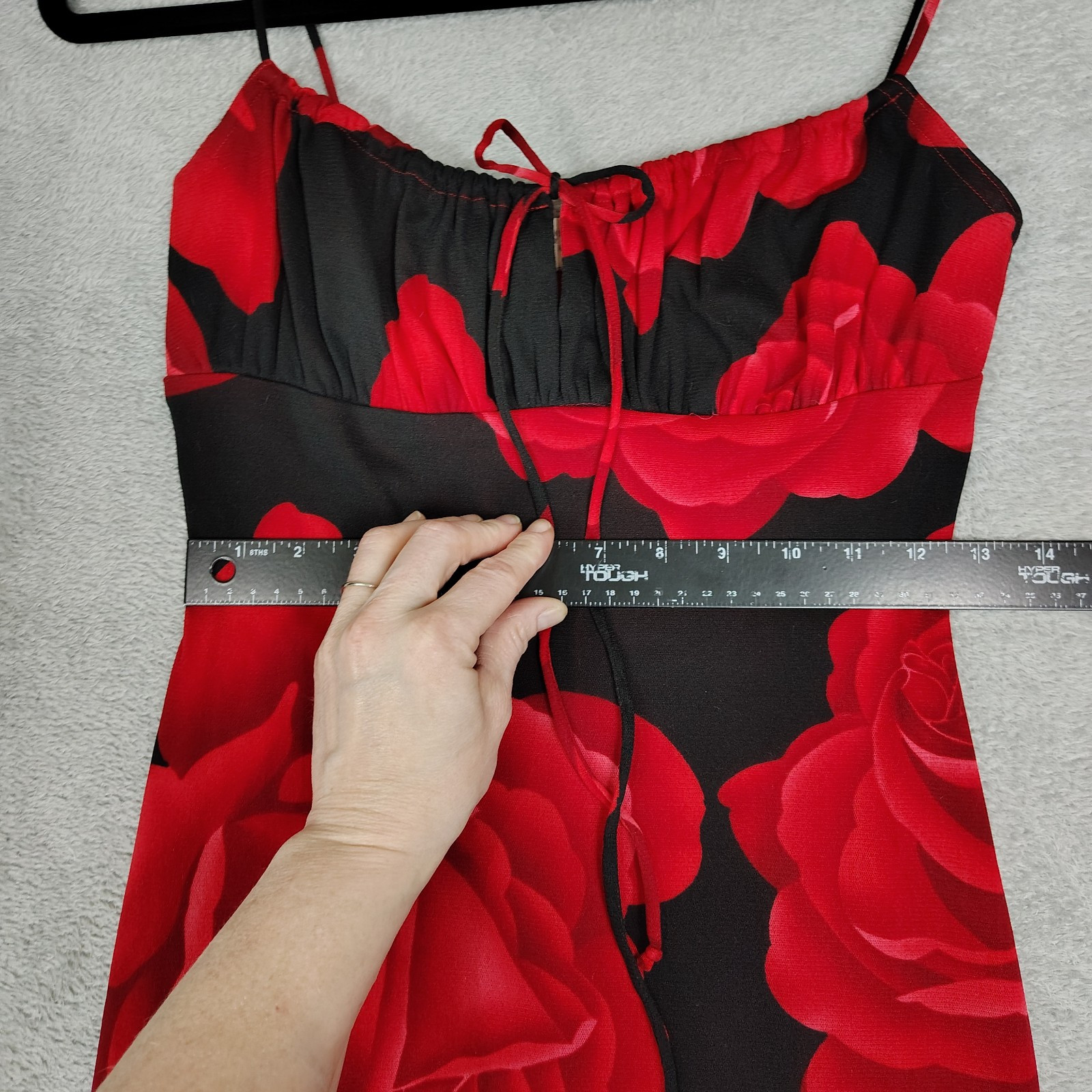 Vtg La Belle Slip Dress Mini Sz Small Y2K Babydoll Strappy Pinup USA Dark Floral