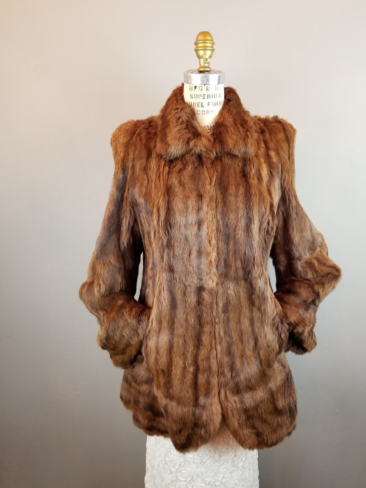 Vintage 1930’s Beautiful Brown Mink Stroller Coat w/Pockets & Embroidered Lining