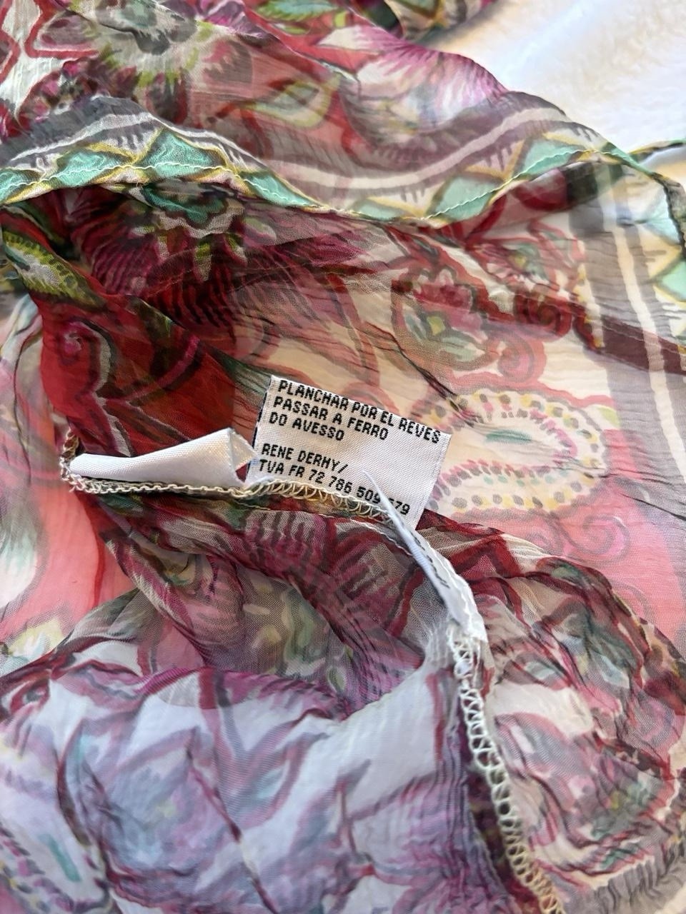 Y2K René Derhy Paris Beaded Sheer Mesh Floral Blouse Pink Fairycore Whimsigoth