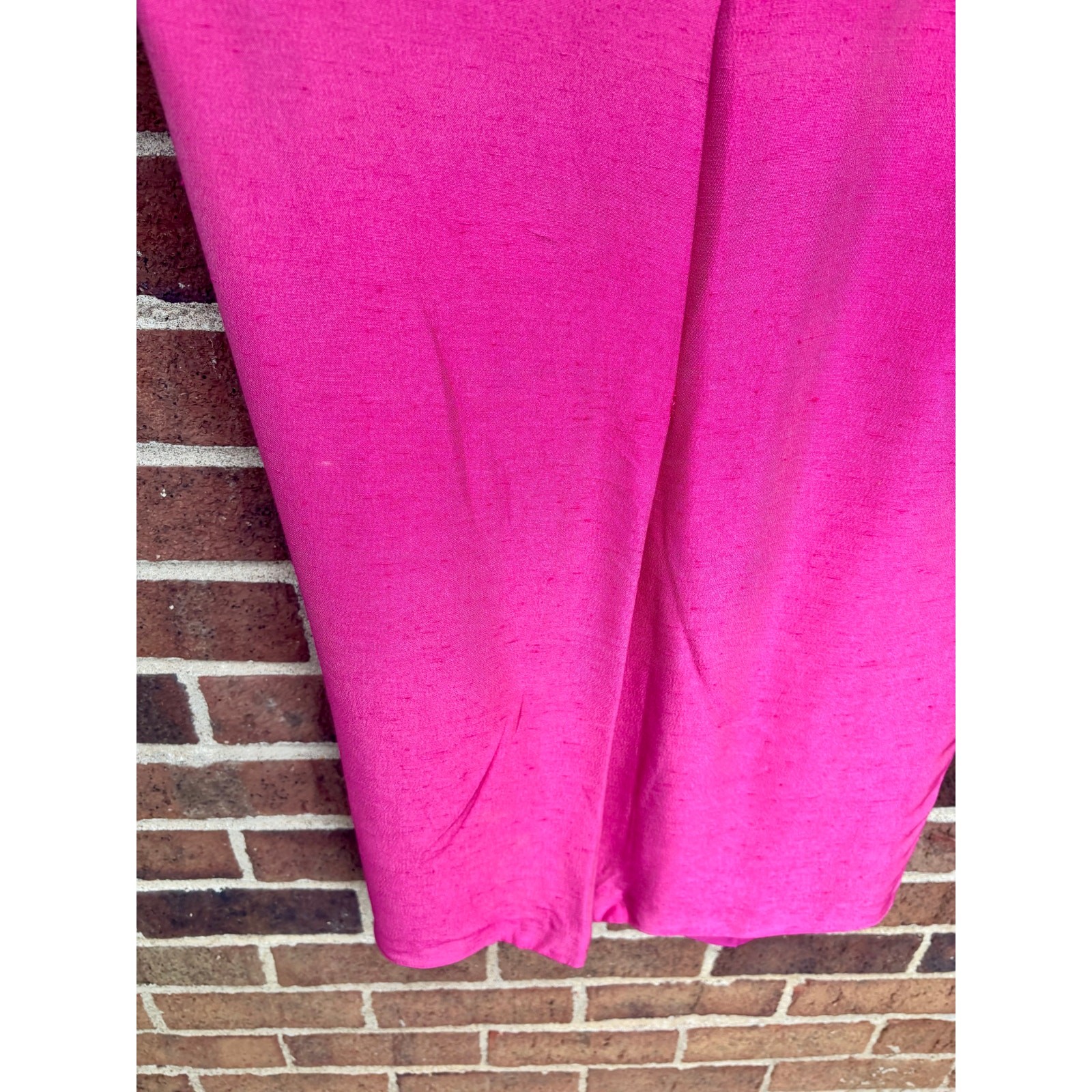 Vintage 1990s Watters Hot Pink Evening Gown Braided Neckline Midi Dress AS IS