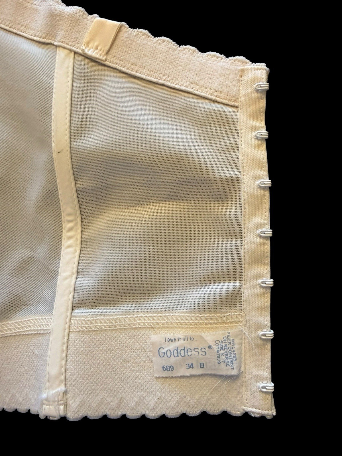 Goddess Long Line Bustier Ivory Bra Corset Cincher 34B Boned Pin Up Lingerie