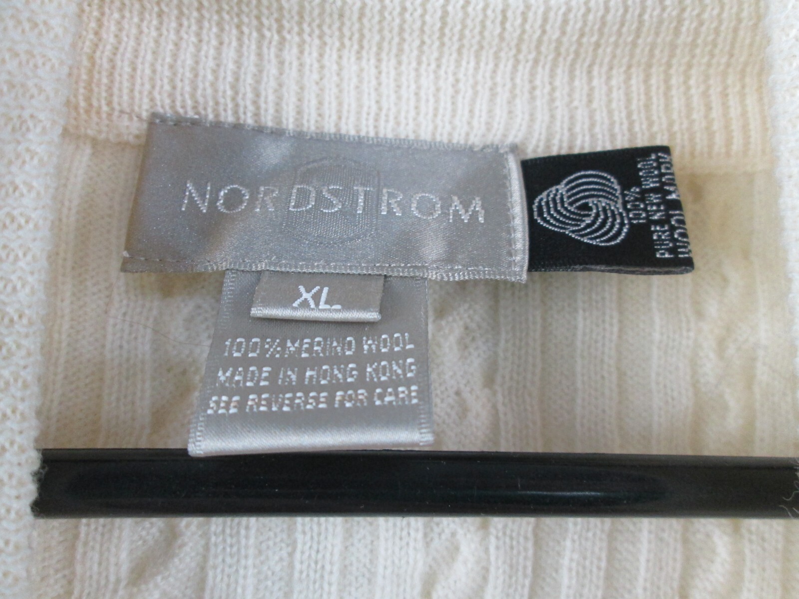 VTG Nordstrom 100% Merino Wool Sweater Womens Sz XL Mock Neck Cable Knit NEW