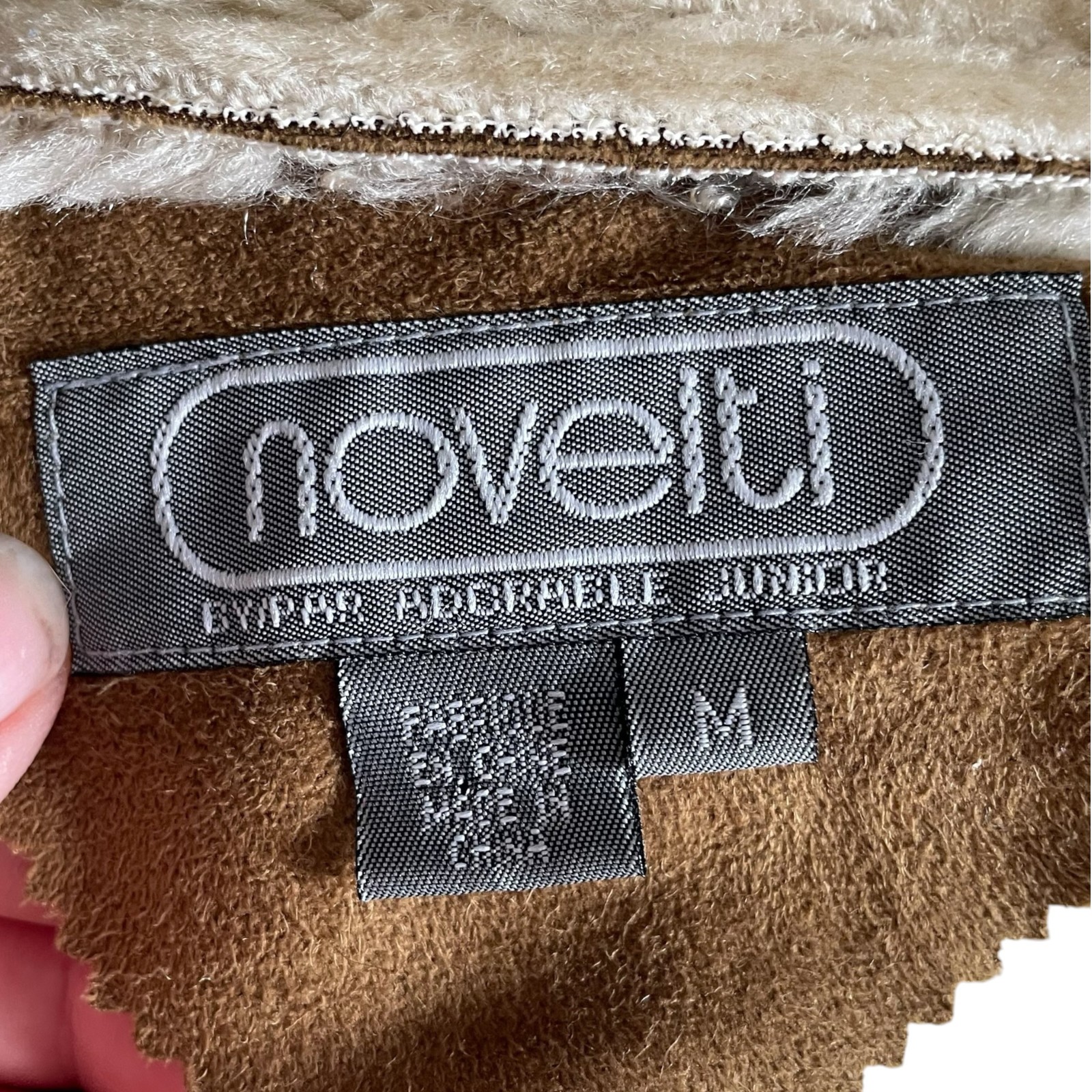 Vintage 70s Novelti Penny Lane Coat Medium M Tan Faux Suede Sherpa Lined Jacket