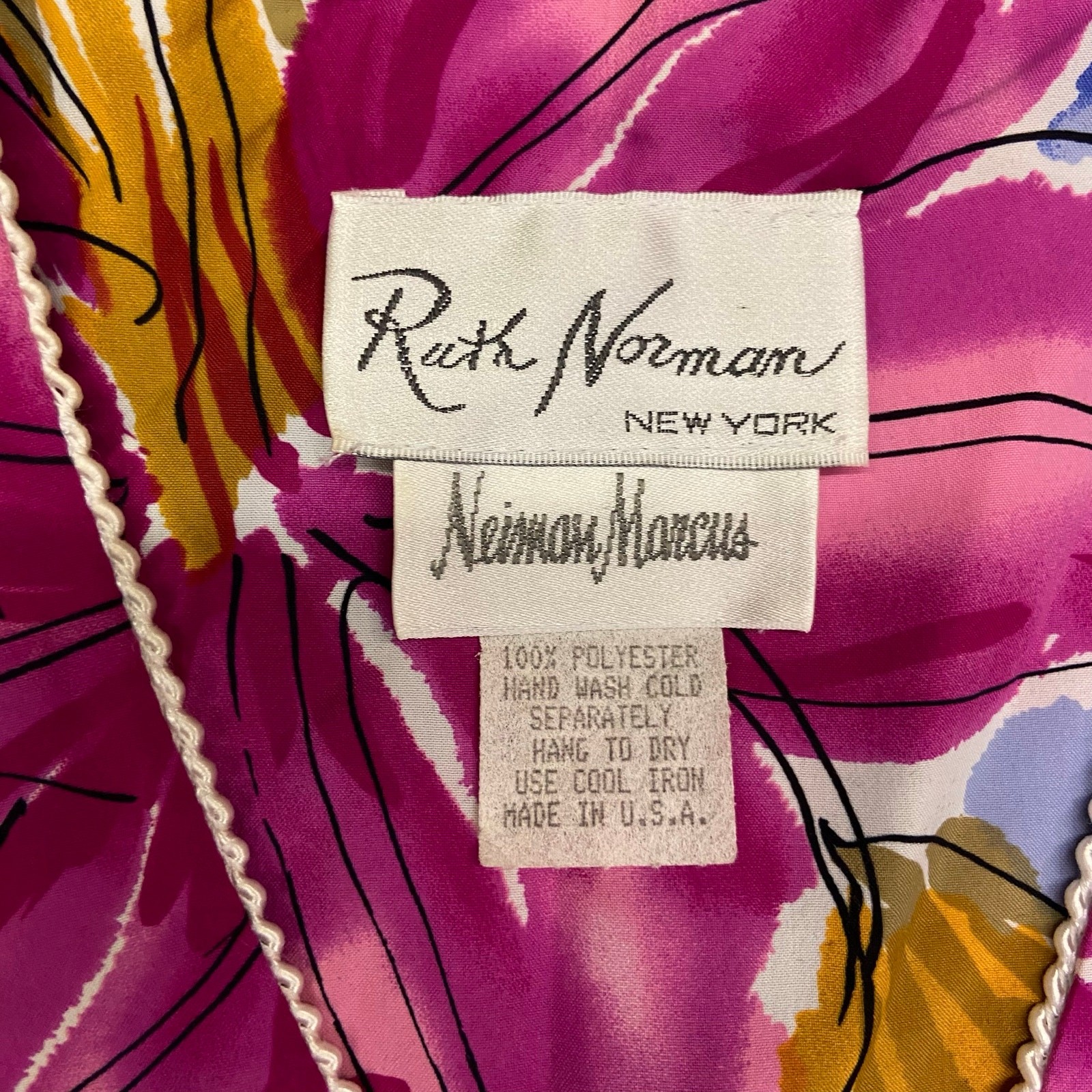 1970s Ruth Norman Neiman Marcus Floral Kaftan Dress Resortwear