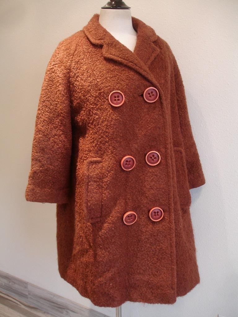 Womens L XL Vtg 1940’s Joseph Stein Maraja Heavy Nubby Wool Coat Double Breasted