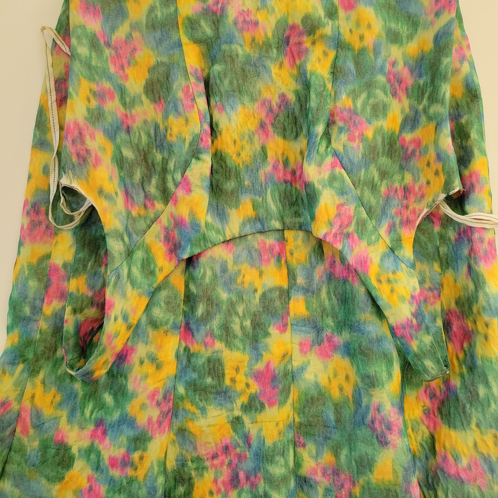 Vintage 60s Lord Taylor Dress Gown Pastel Impressionist Long Garden Monet