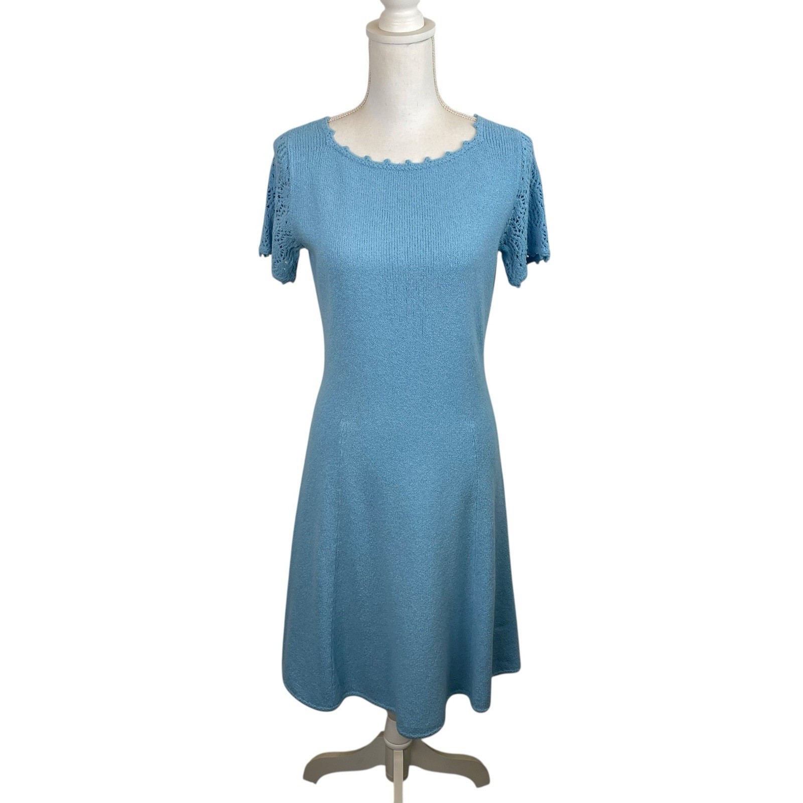 St. John Knits Vintage 1960’s Powder Blue Santana Knit Dress Film TV Hollywood