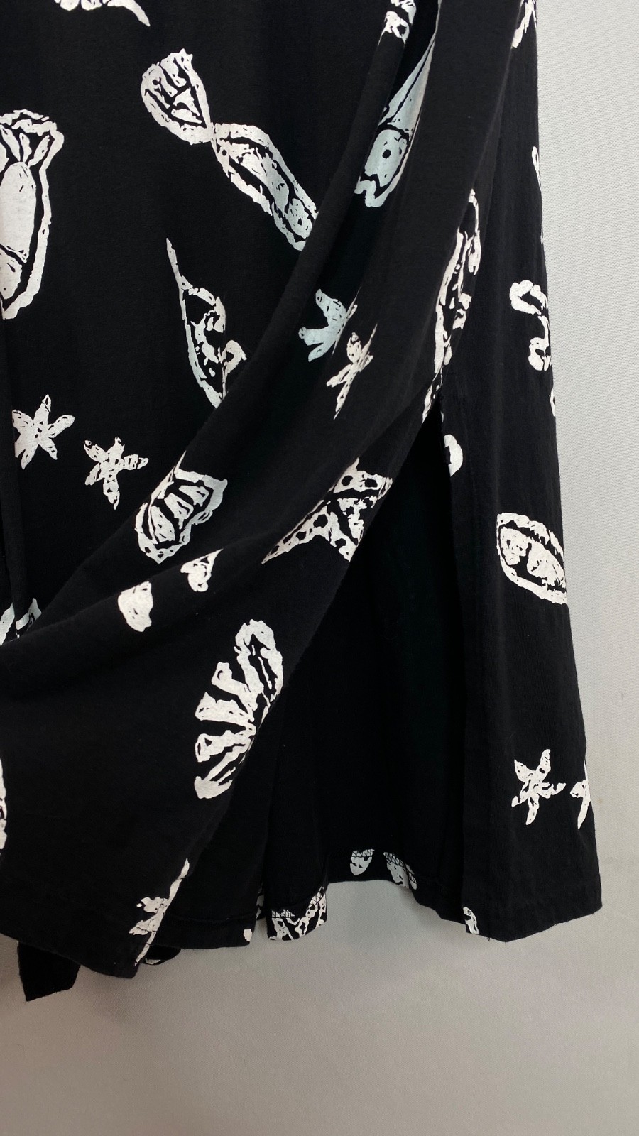 Vintage 1990s novelty print midi dress M fish star beach cotton relaxed pockets