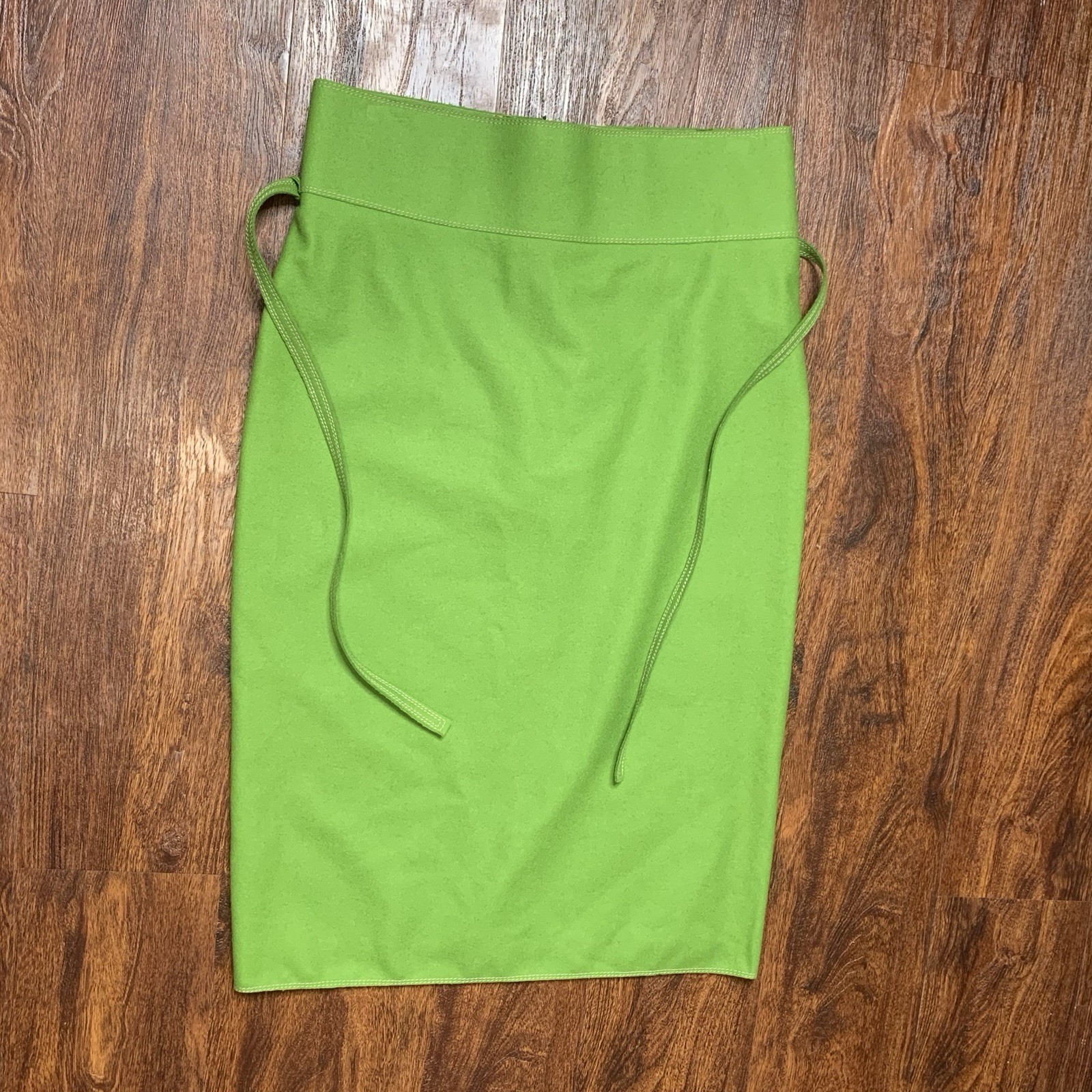 VTG 70s Saint Laurent Rive Gauche YSL Skirt Wool Green Sz FR40 US 8 France Zip