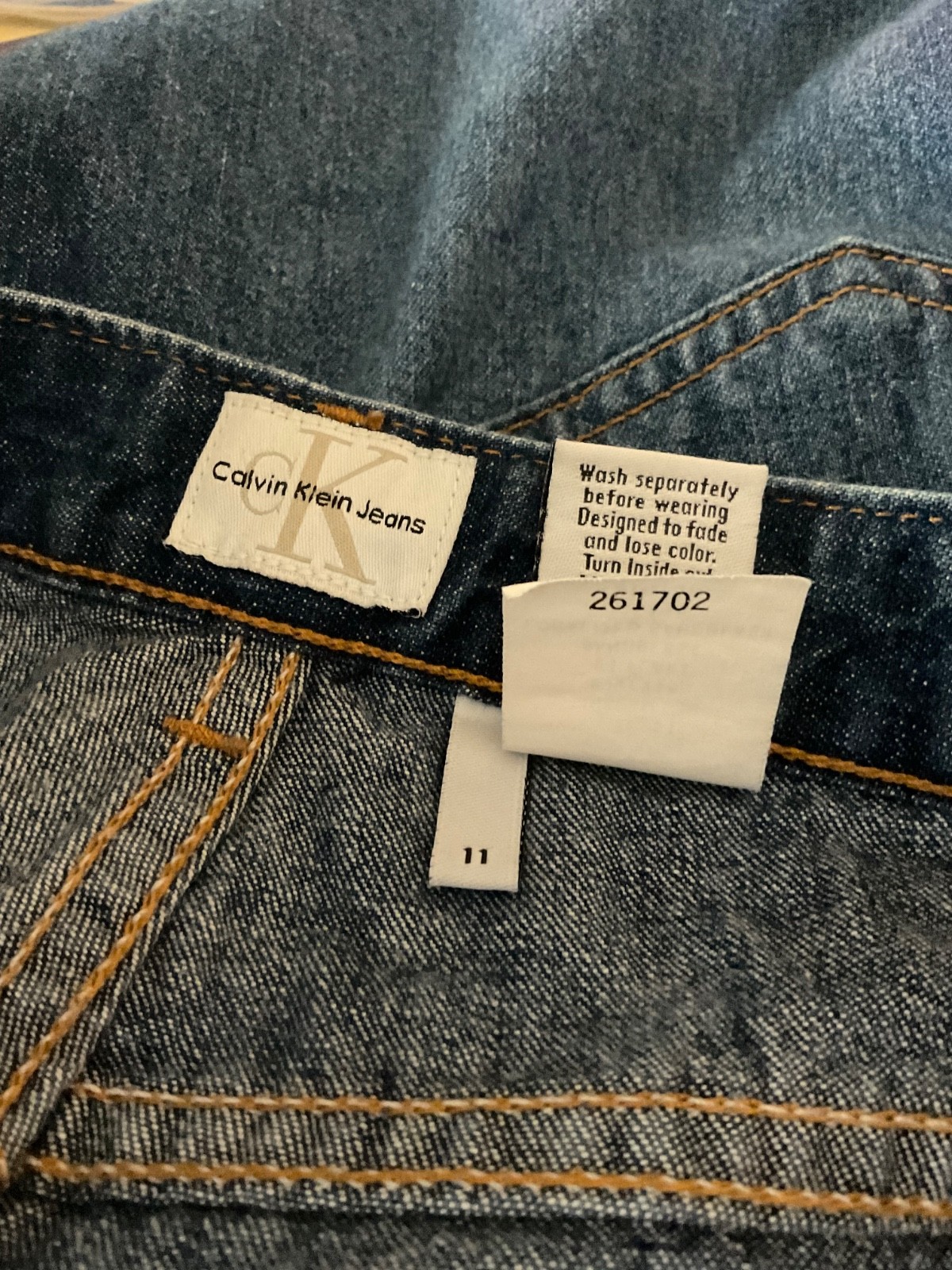 Calvin Klein CK Jeans Size 11 RARE Vintage USA made 100% Cotton Denim UnWorn