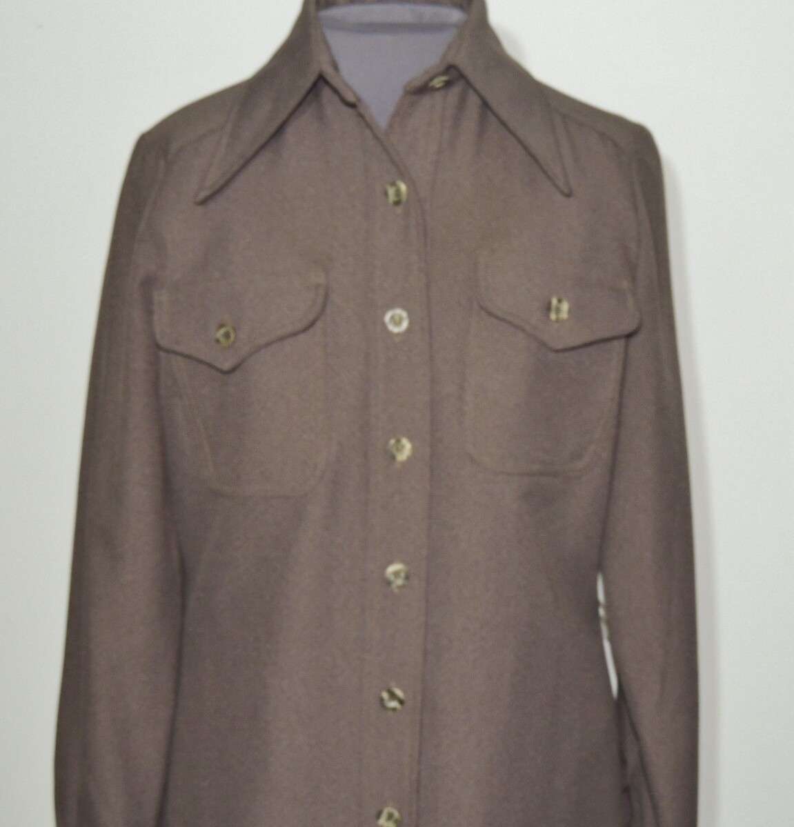 1970’s Intuitions by Kathy Manning Brown Knit Shirt Dress MED