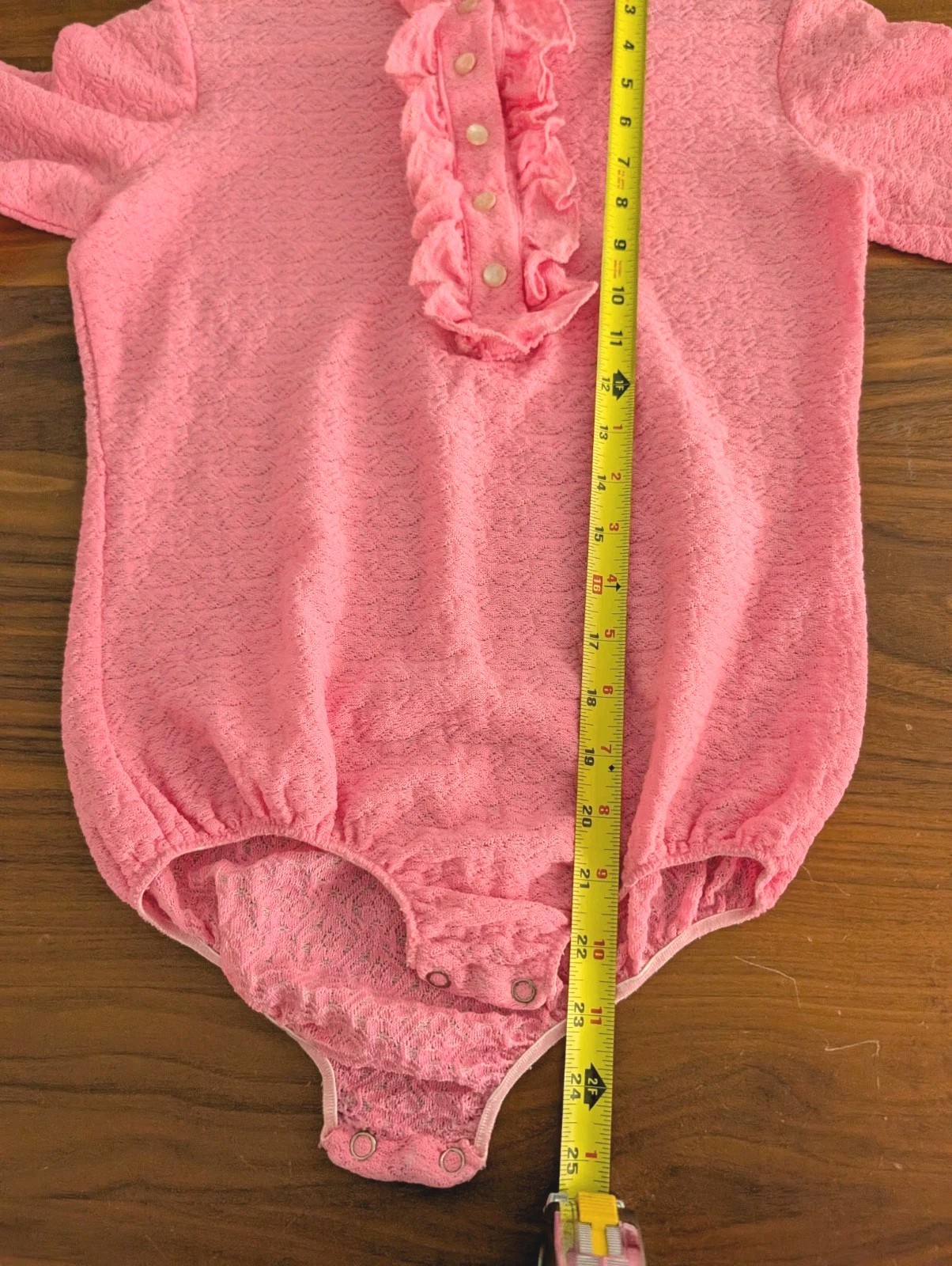 Vintage Pink Ruffle Leotard Blouse Dancer Ballet Sweater Womens M Kawaii 60s 70s