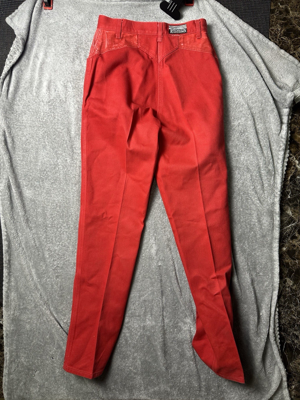 VTG Rocky Mountain Clothing Co Red High Rise Western Jeans Leather Trim 31/11