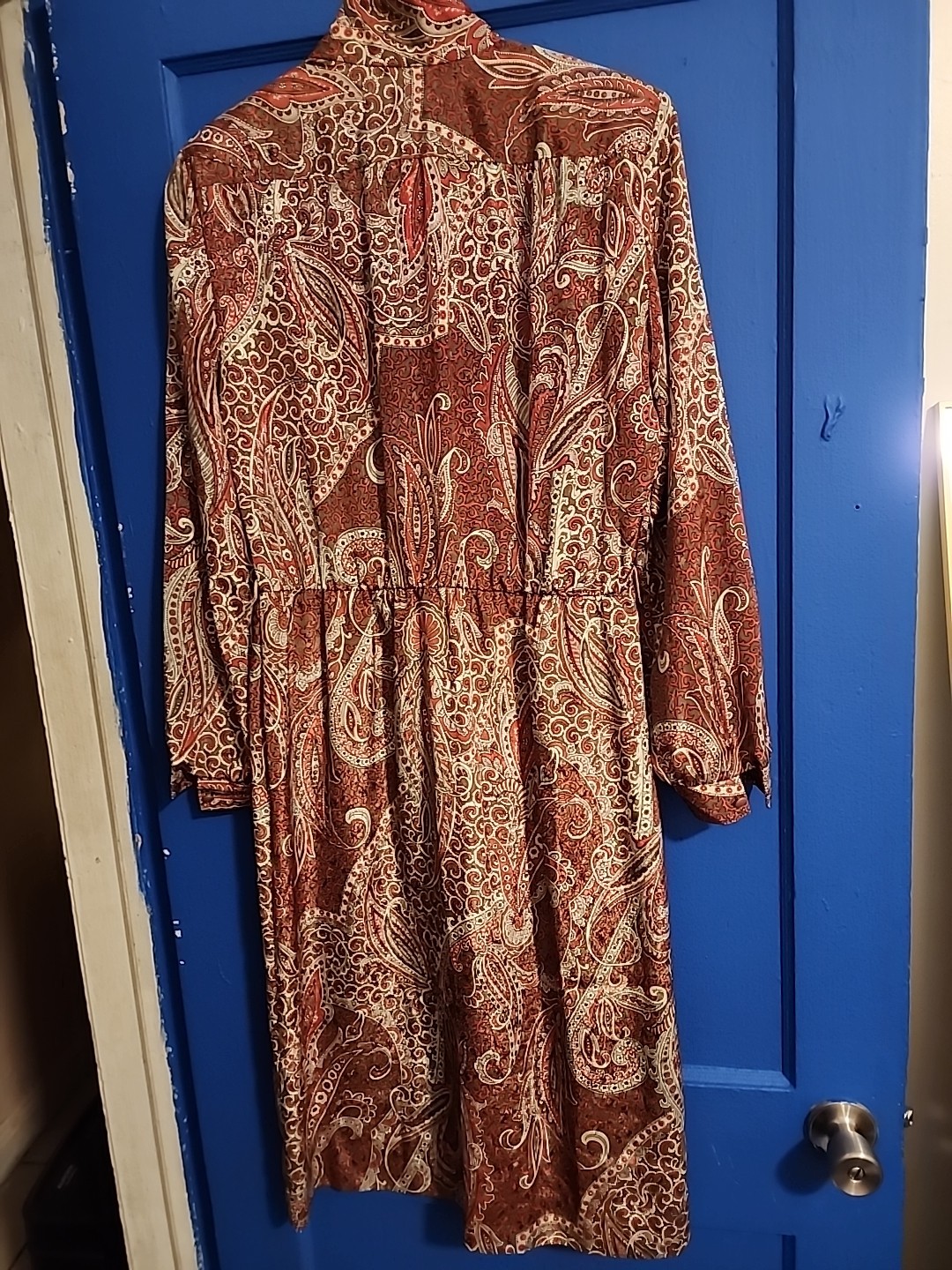 Vintage Willi Of California Dress Paisley Print Size 10 Chinese Collar 100% Poly