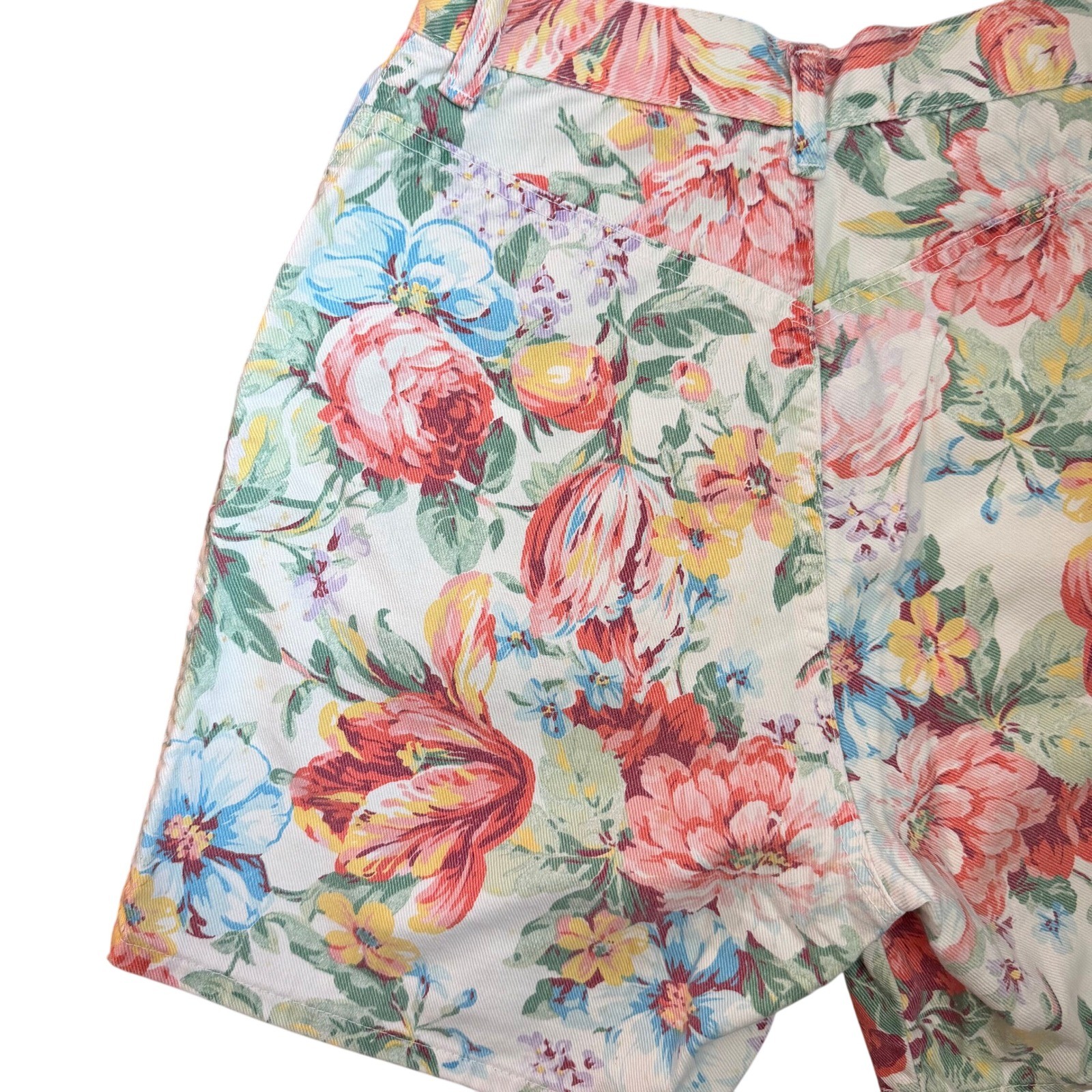 Zena Vintage Cottagecore 90s Women High Waisted Floral Denim Shorts Multi Cotton