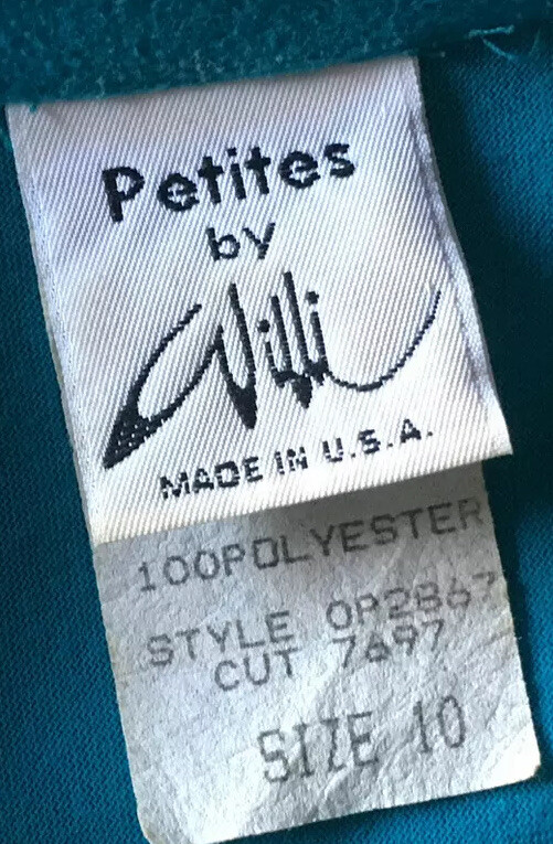 Petites by Willi 80s Teal Shirt Dress Flare Skirt Soft Rockabilly 10