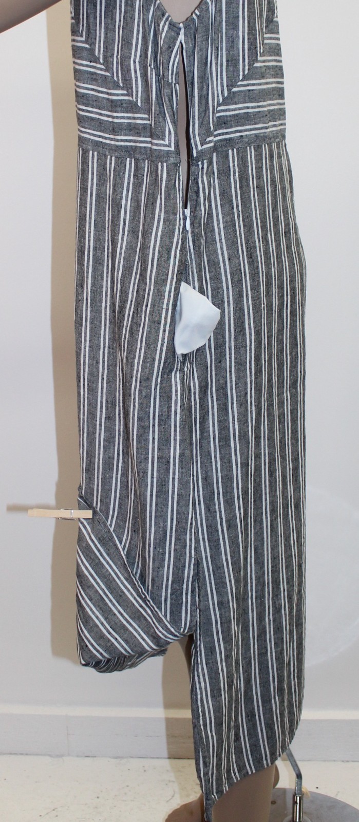J Jill Love Linen Sleeveless Shift Dress, Gray Cream Striped 100% Linen Size M