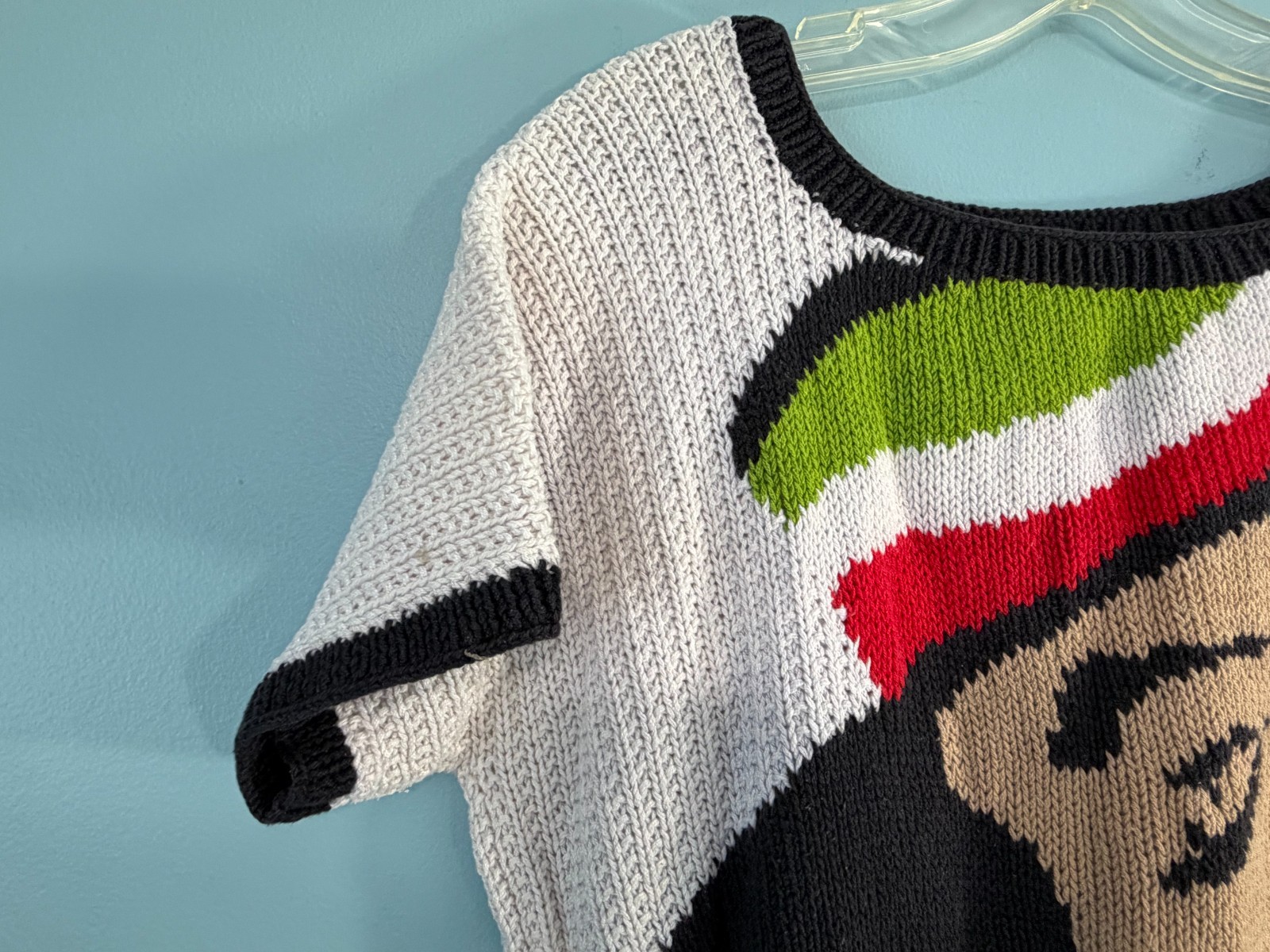 Vintage 80s 90s Handmade Sweater with Face – No Tag See Details for Measurements