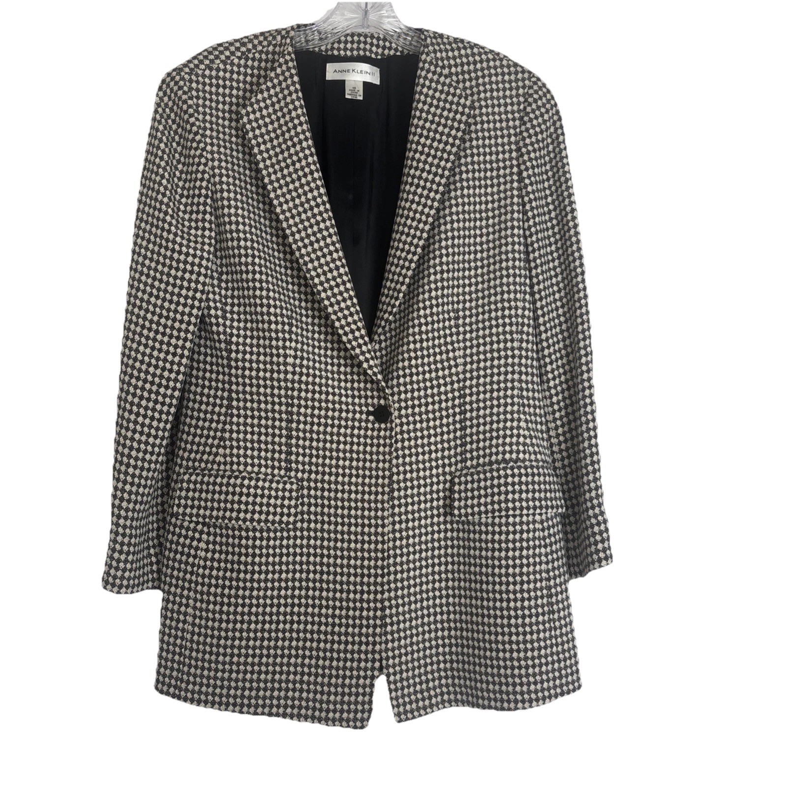 Vintage Women’s Size 10 100% Silk Blazer Geometric Squares Print Career Siren