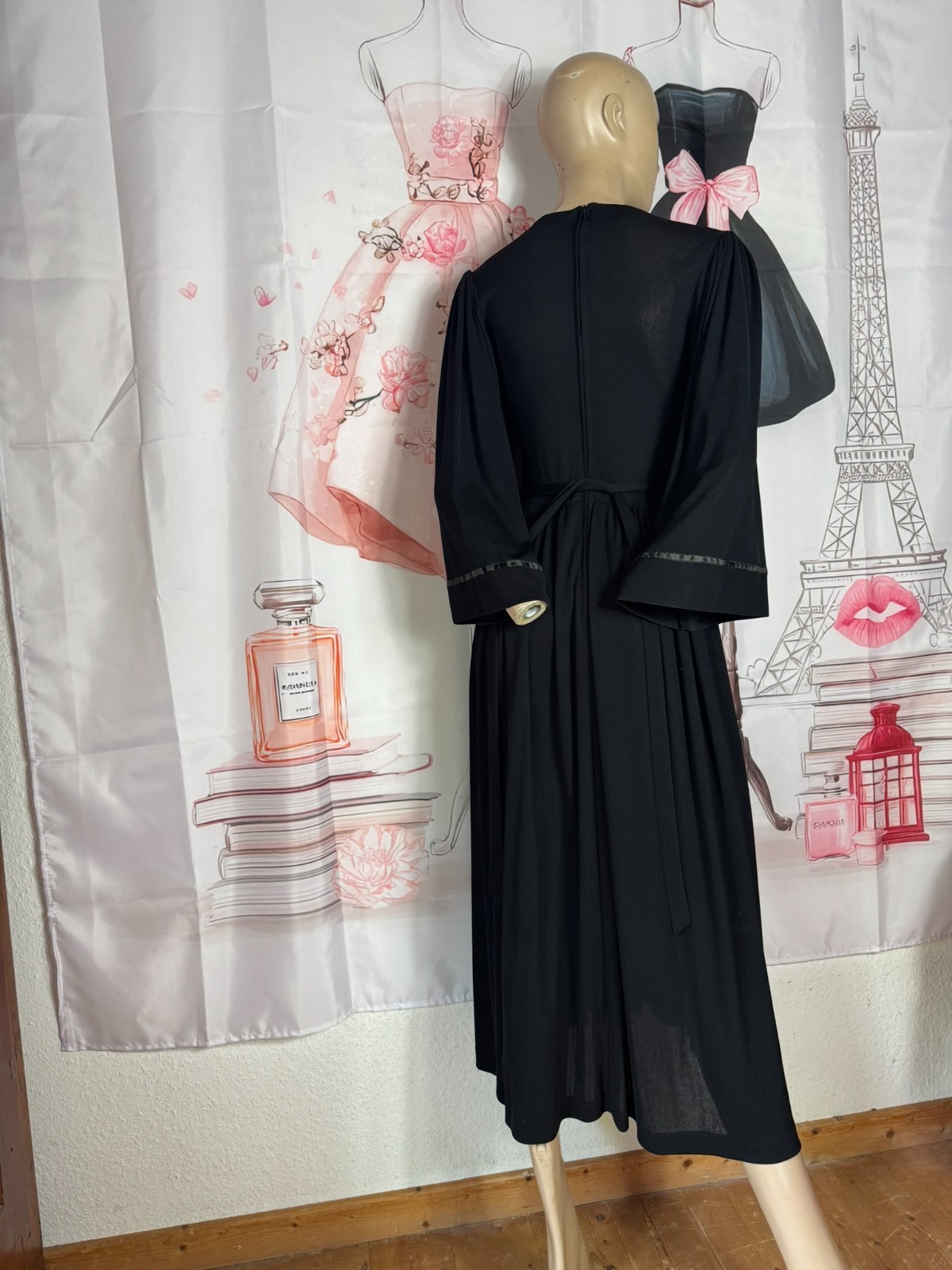 Vintage Hippie Dress Couture To W. Germany 70s Viscose Crepe Maxi Boho 36/38
