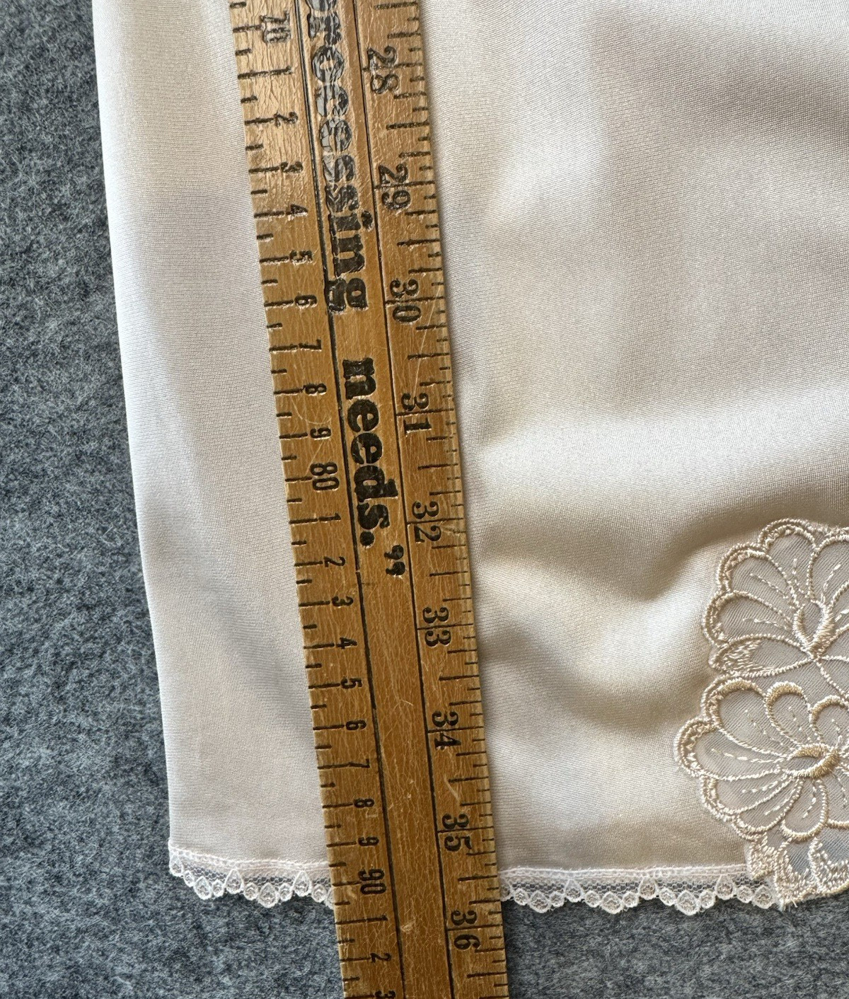 VTG Shadowline Dress Slip NEW w/Tags Peek-A-Boo Lace Sz 34 Mocha Beige 90’s