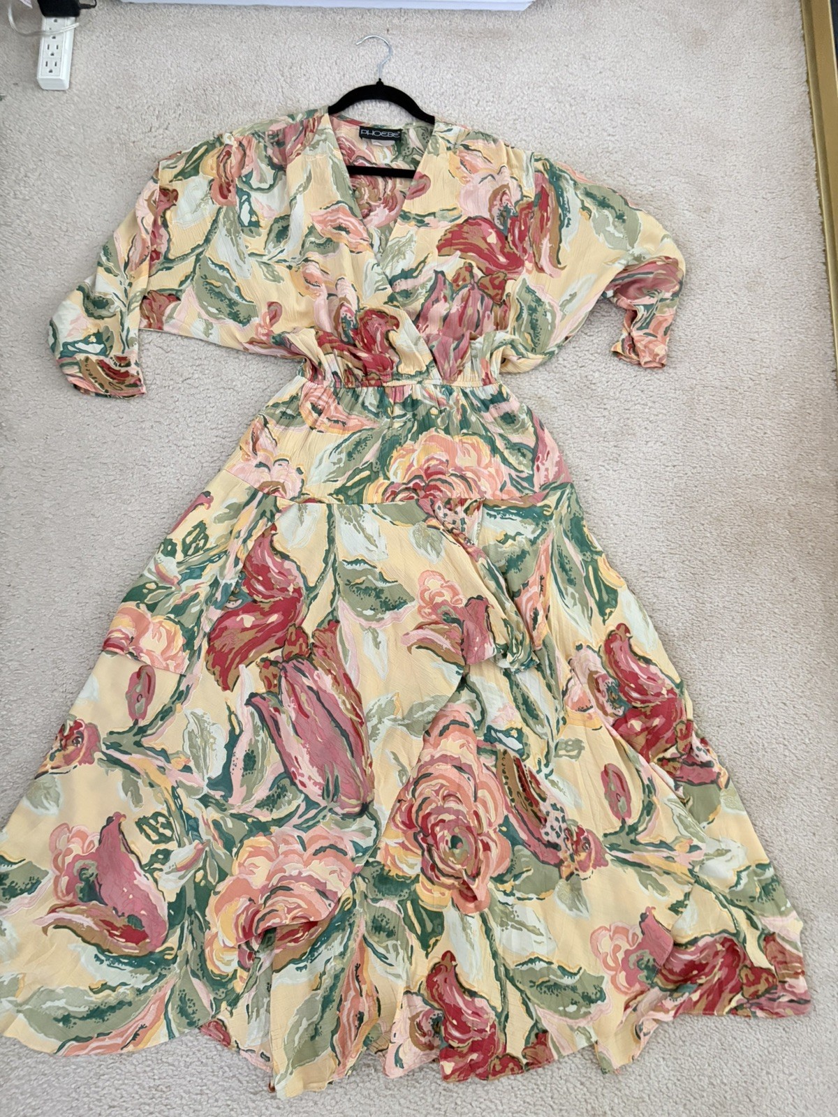 Phoebe Vintage 1980s Rayon/Nylon Floral Flowy Layered Cottage Core Dress