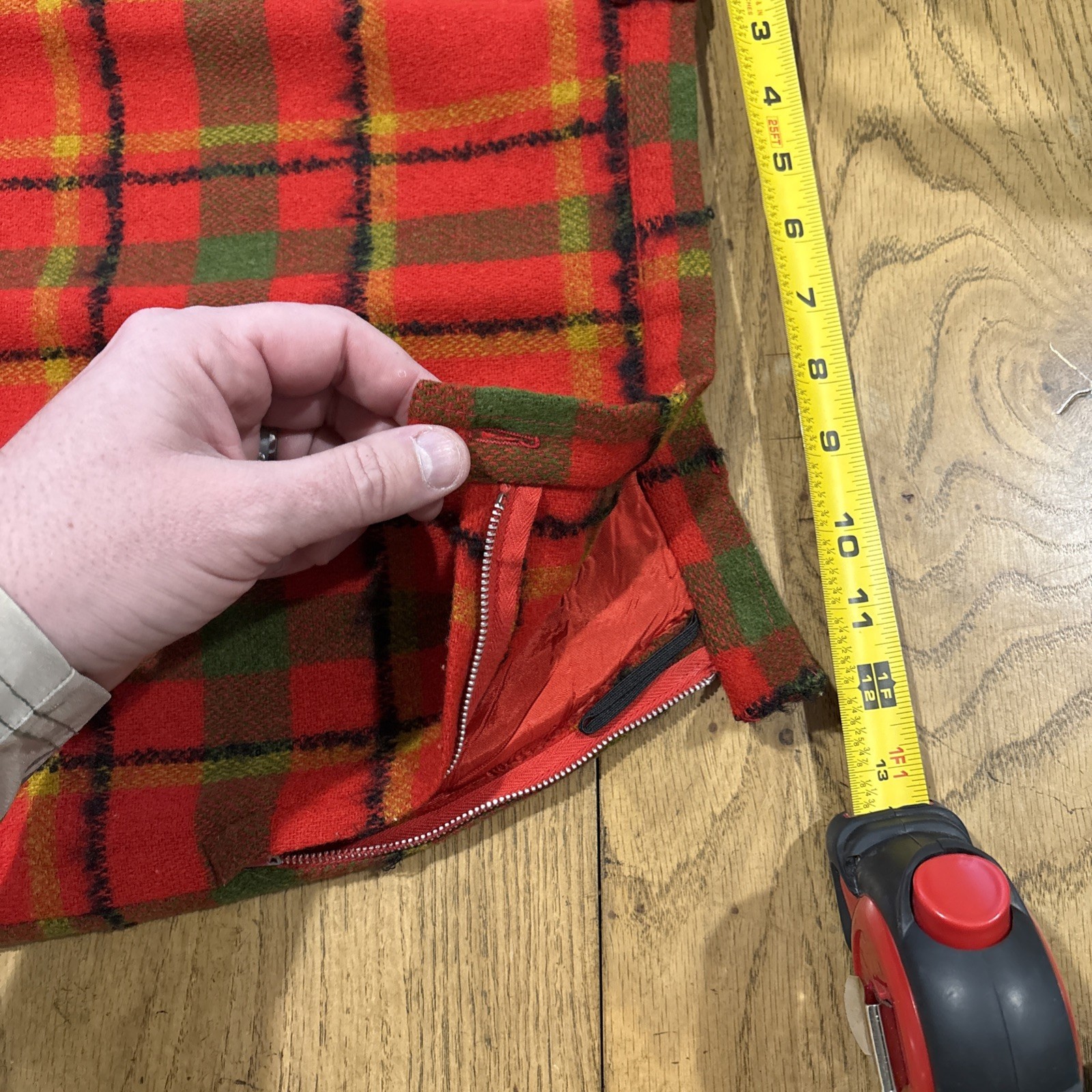 1970s Bobbie Brooks Wool Plaid Skirt Red/green Retro Cool! 23 Waist 34 Hip 27 L