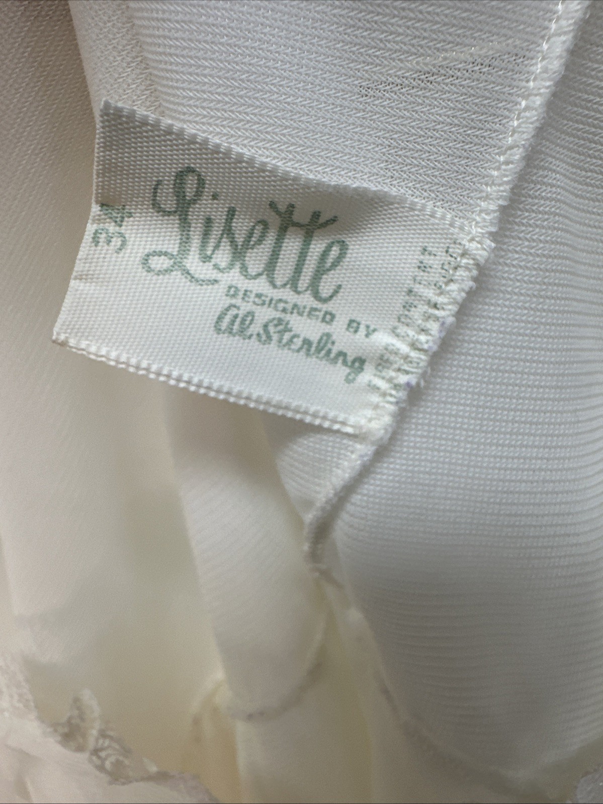 Lisette Lace Peignoir White Nightgown Lingerie Sheer 100% Nylon USA 2 Piece VTG