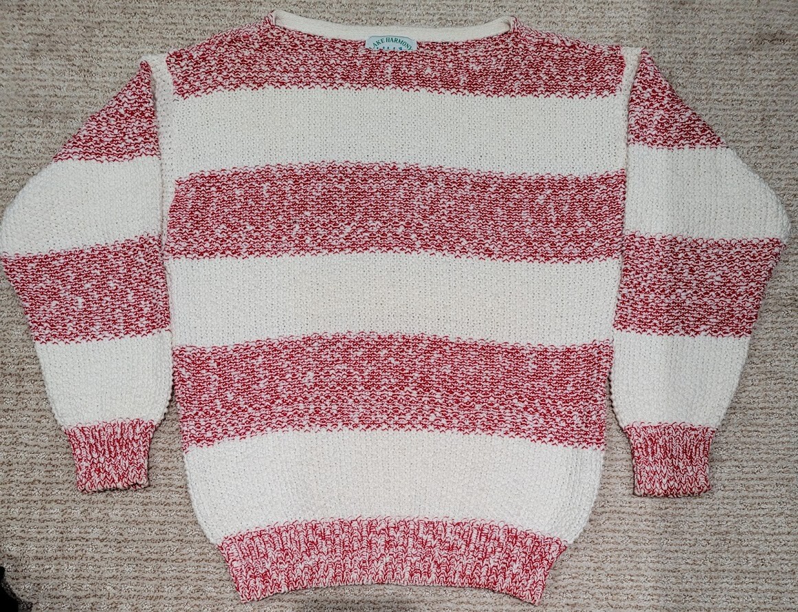 Vintage Women’s Lake Harmony Rowing Club Red White Sweater S *See Measurements*
