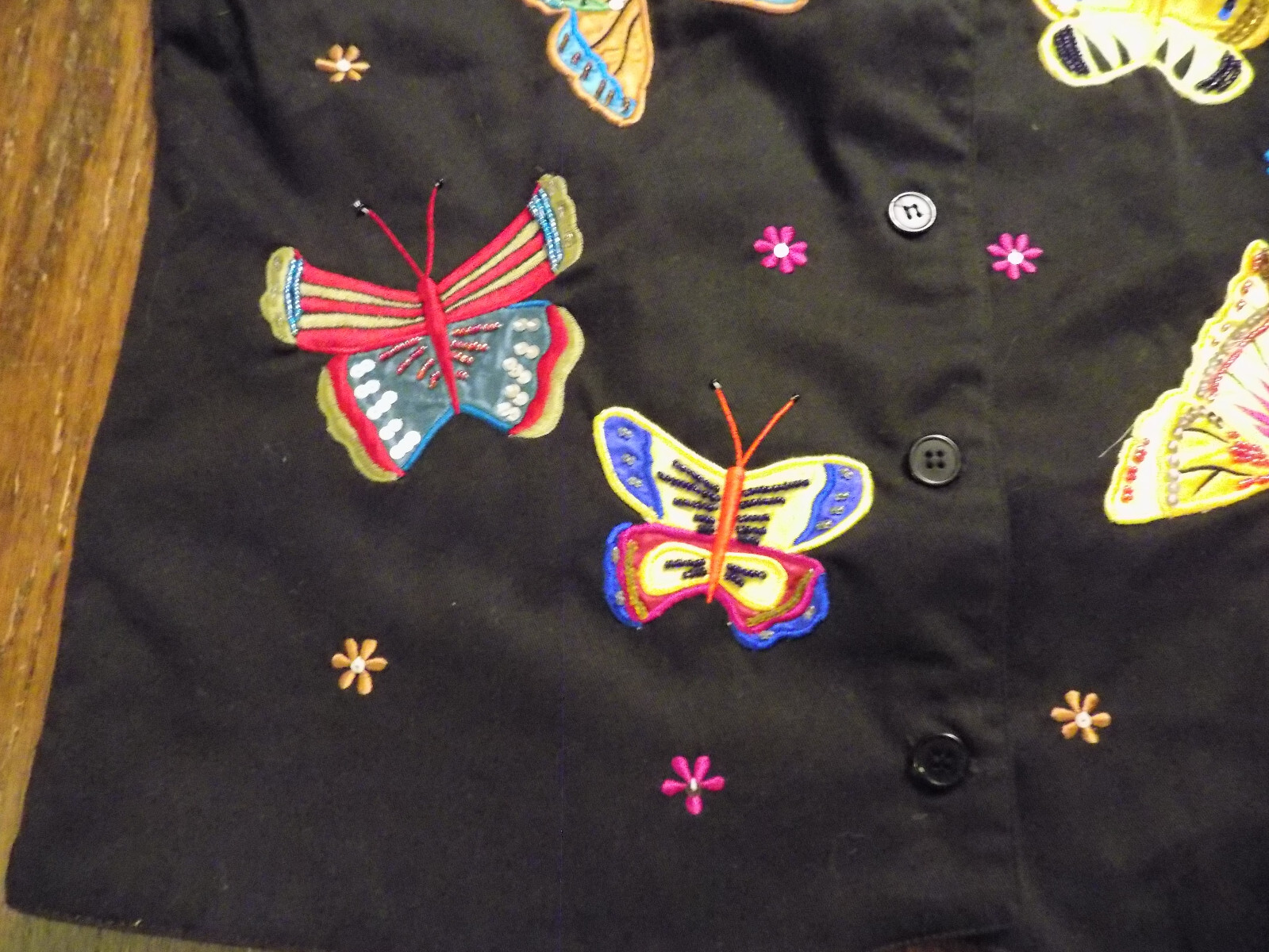 Vtg Conversations Jill Rogers Applique Beaded Sequin Butterflies Flowers Vest M