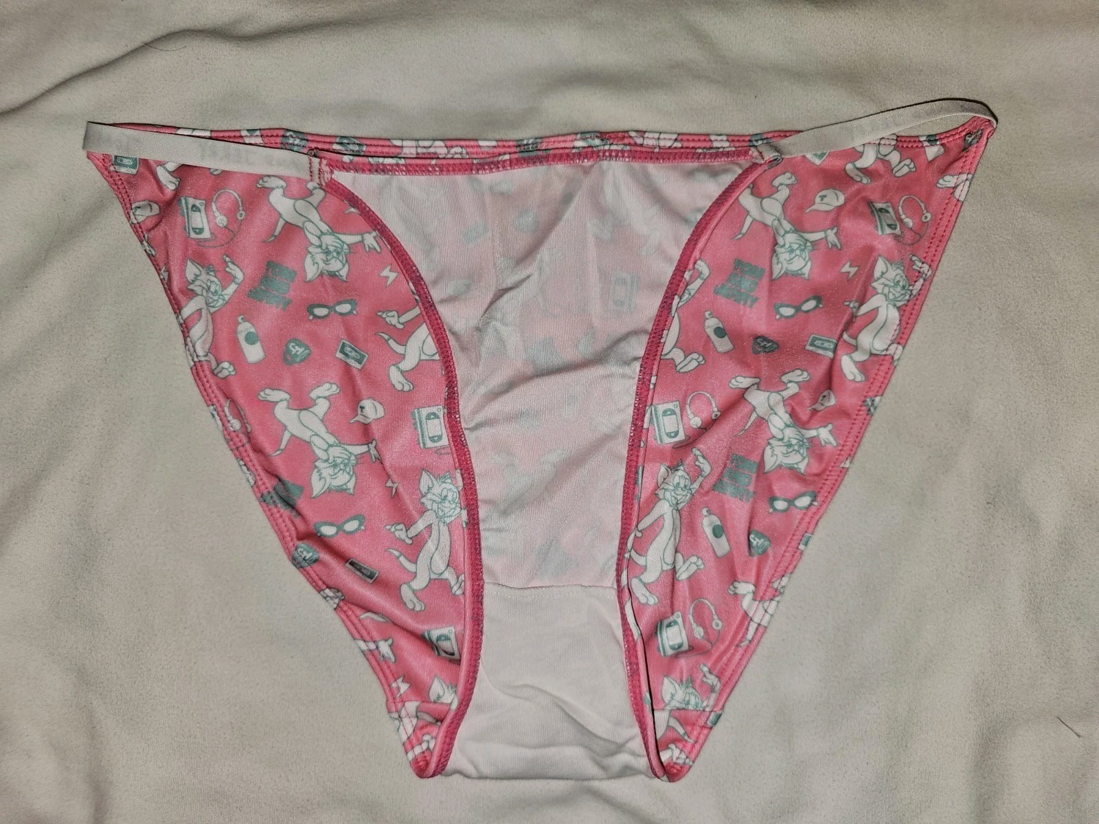 Vintage Cartoon Super Soft String Bikini Panties. Size Large