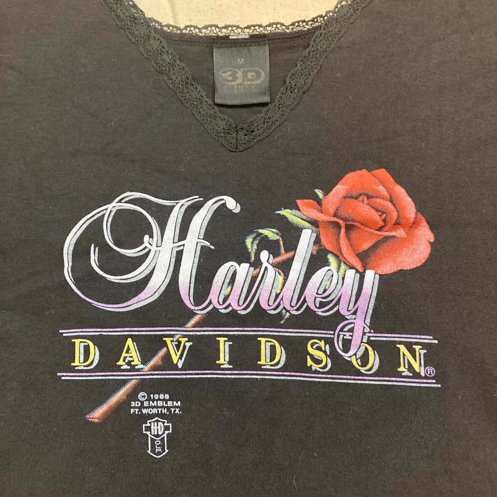 Vintage 80s 3D Emblem Harley Davidson T-shirt Milwaukee Wisconsin Motorcycle Tee