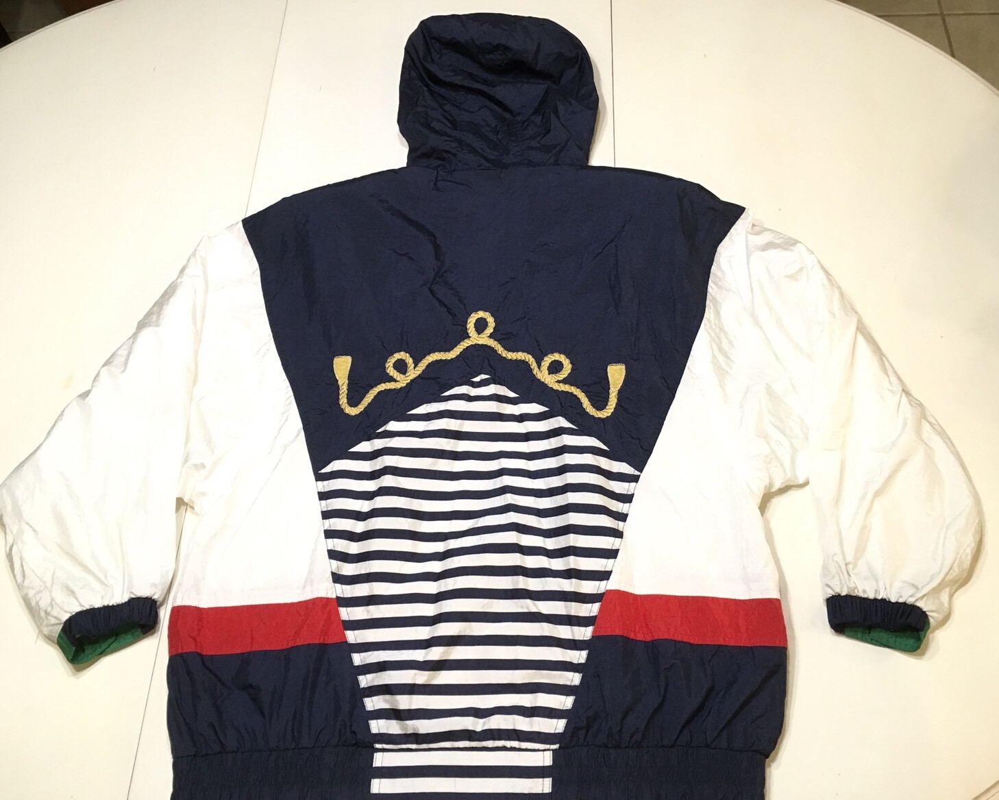 GIACCA SPORT Retro 90s Vintage Hooded Zip Windbreaker Nautical Sz L – EUC