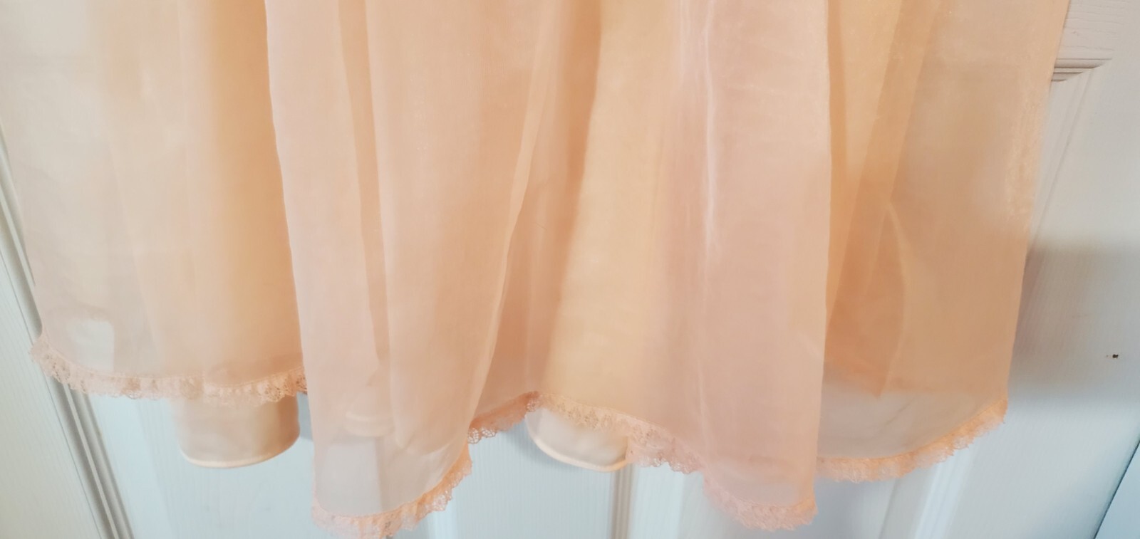 Vintage Empire Waist Nightgown Satin & Lace Pink Size 34 Gotham Gold Stripe 1950