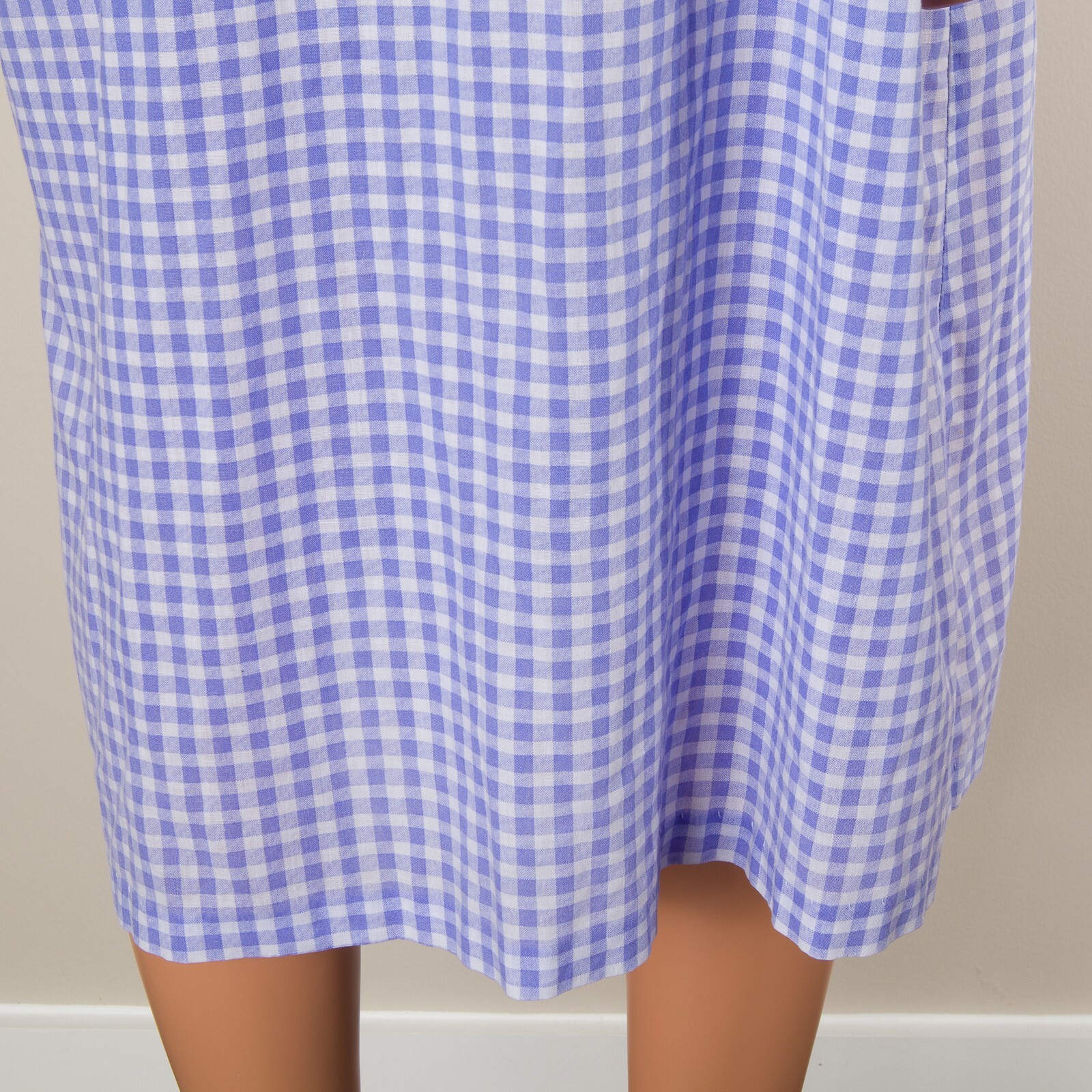💖 SMART TIME Size M Blue Gingham Robe Housecoat MuMu Snap Pockets Red Trim