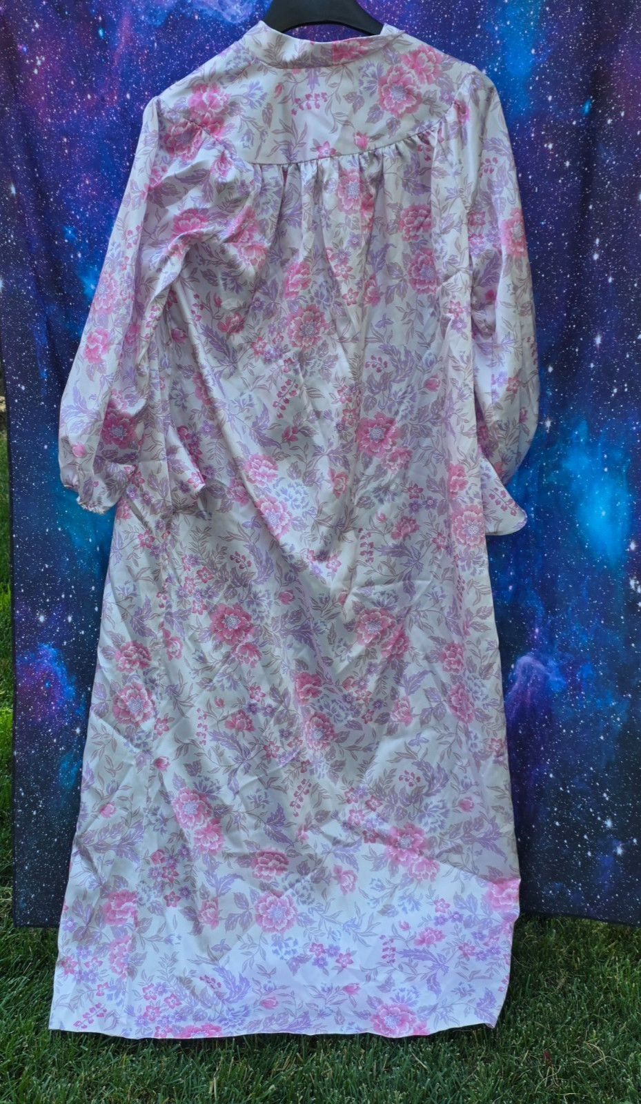 Vintage Evelyn Pearson Pink Floral flowers nightGown night gown Robe medium