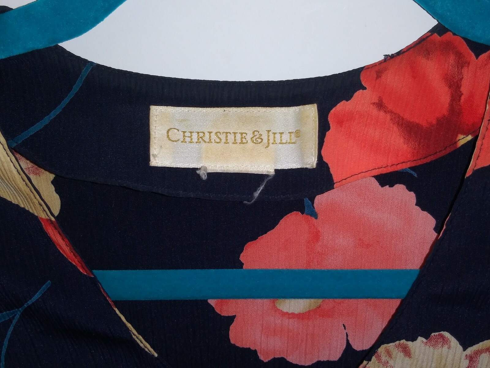 women’s floral Blouse/Top 80s-90s Vintage Christie & Jill Sz L black pink bright