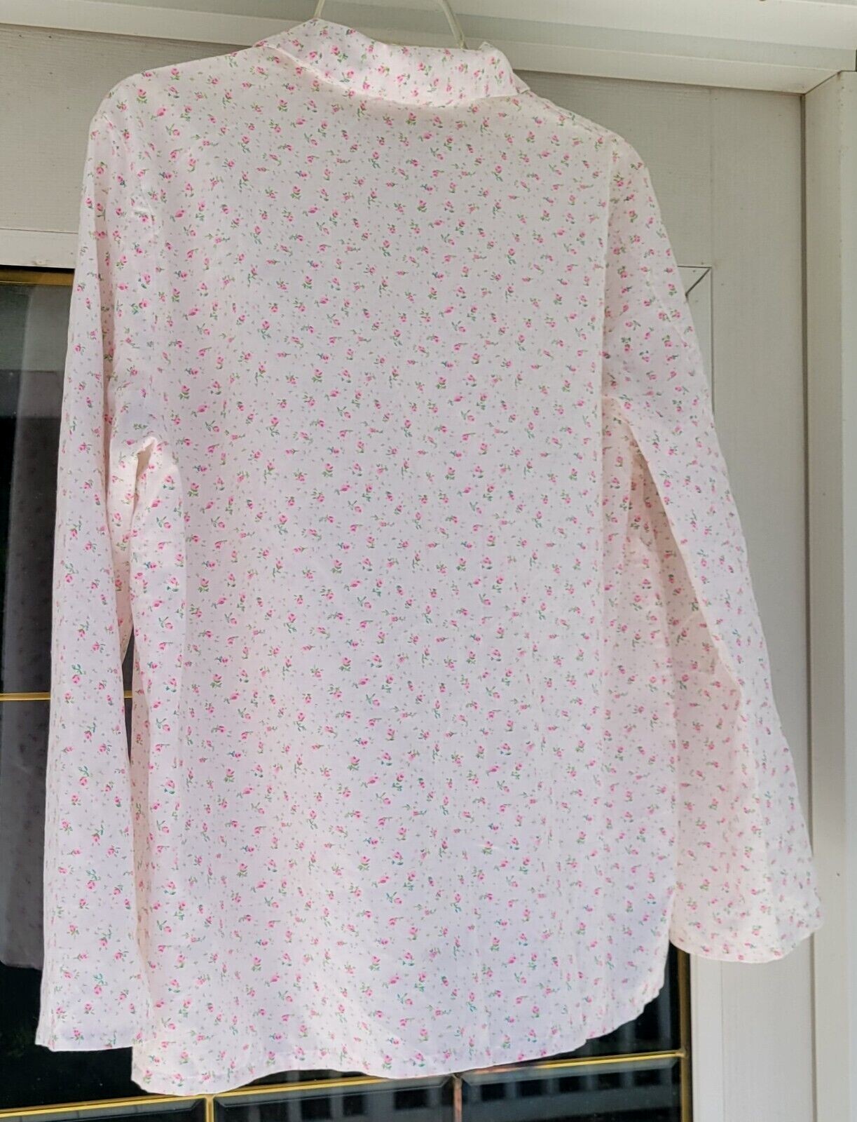 VTG Sears Pajama Top Bed Jacket Size 40 Button Front Perma Smooth Coastal Floral