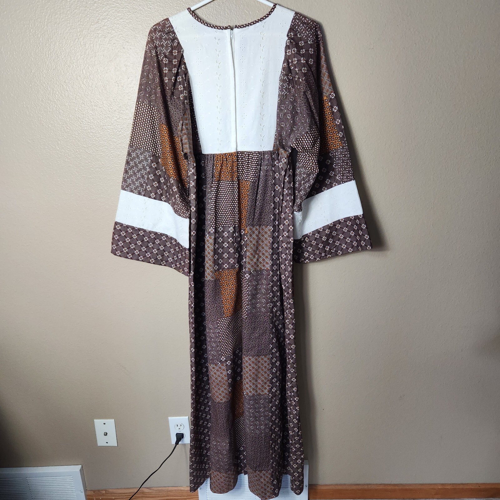 Trivia Vintage 70s Patchwork Hippie Prairie Maxi Dress-Size M