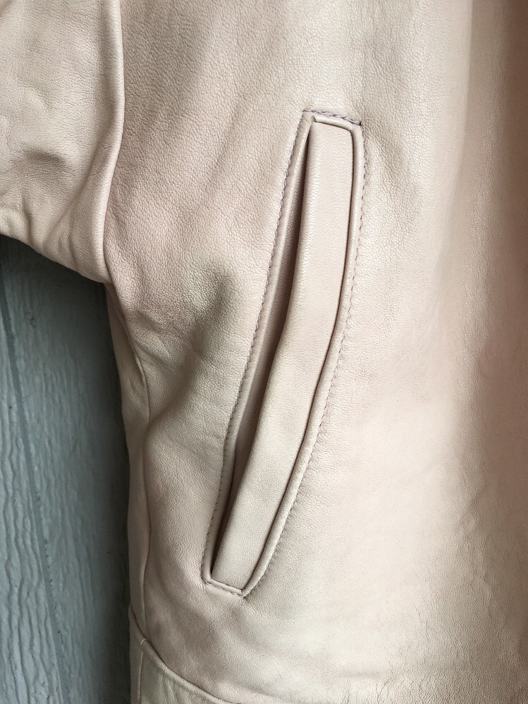 Vtg 80s REAL LEATHER Liz Roberts Natural Comfort Cropped Batwing Jacket Coat L