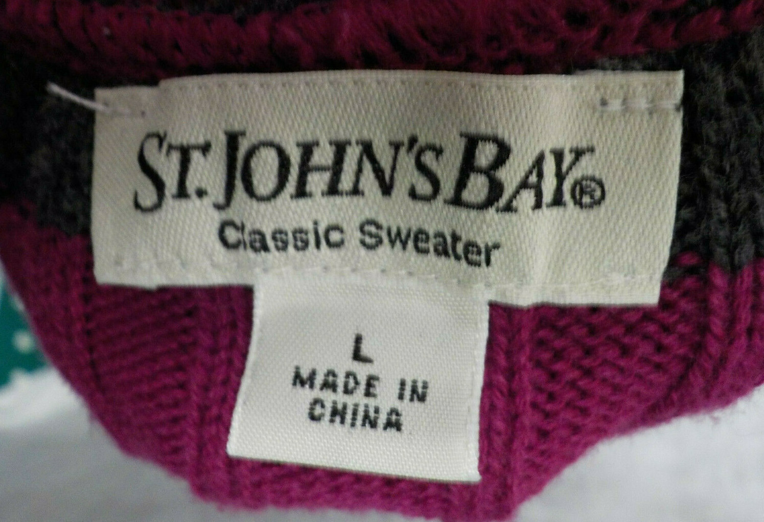 Vintage 2000 St. John’s Bay Sweater Size L Stripe Cotton Blend Long Sleeve V Nec