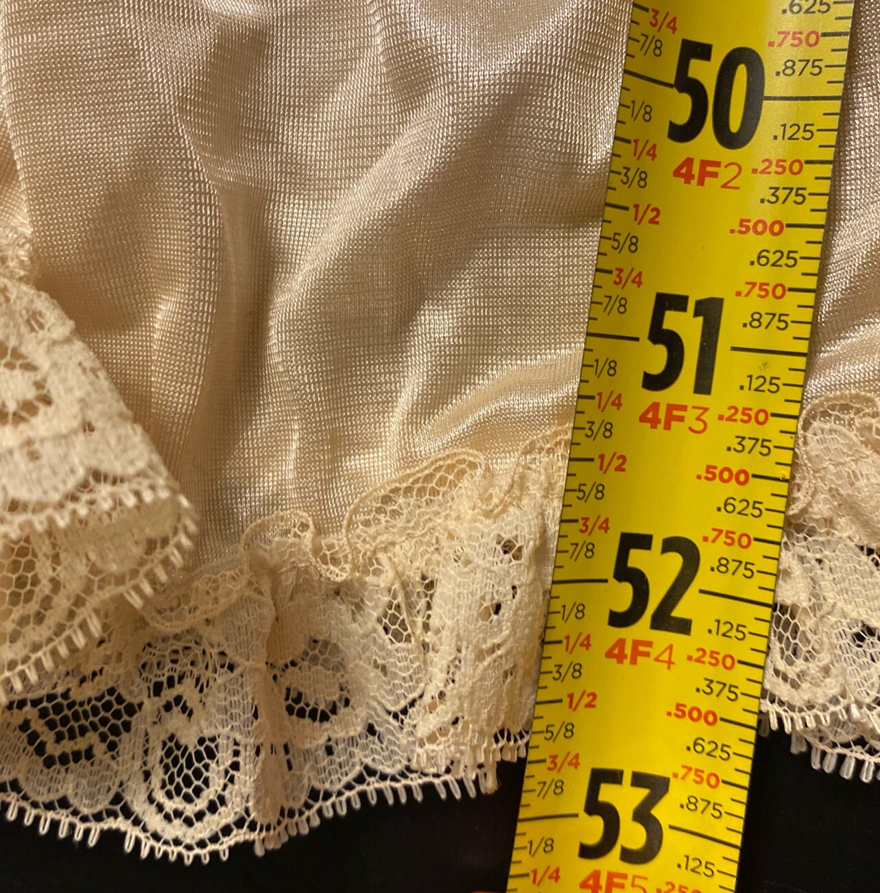 Vintage Mistra Nightgown long Beige Nylon Lace Bodice Size Medium Sexy