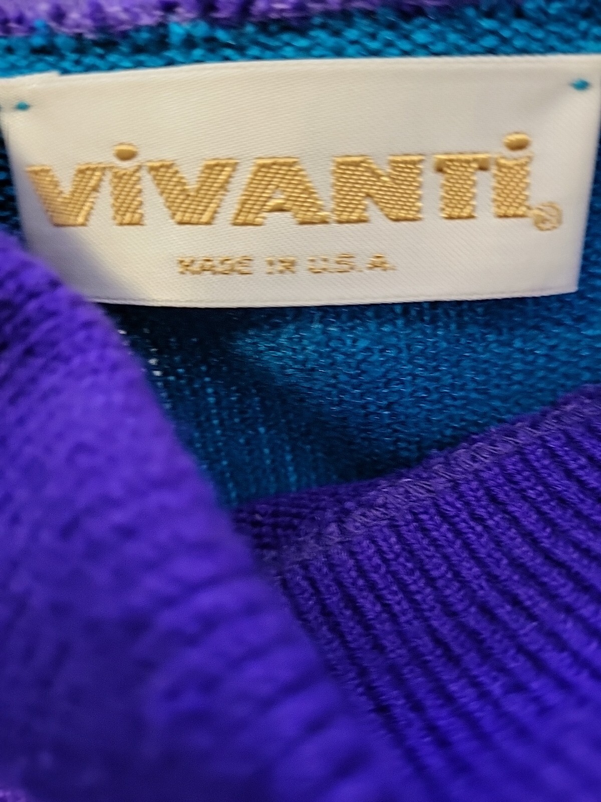 Vivanti Vintage 80s Sweater Skirt Set Teal & Purple Size 10